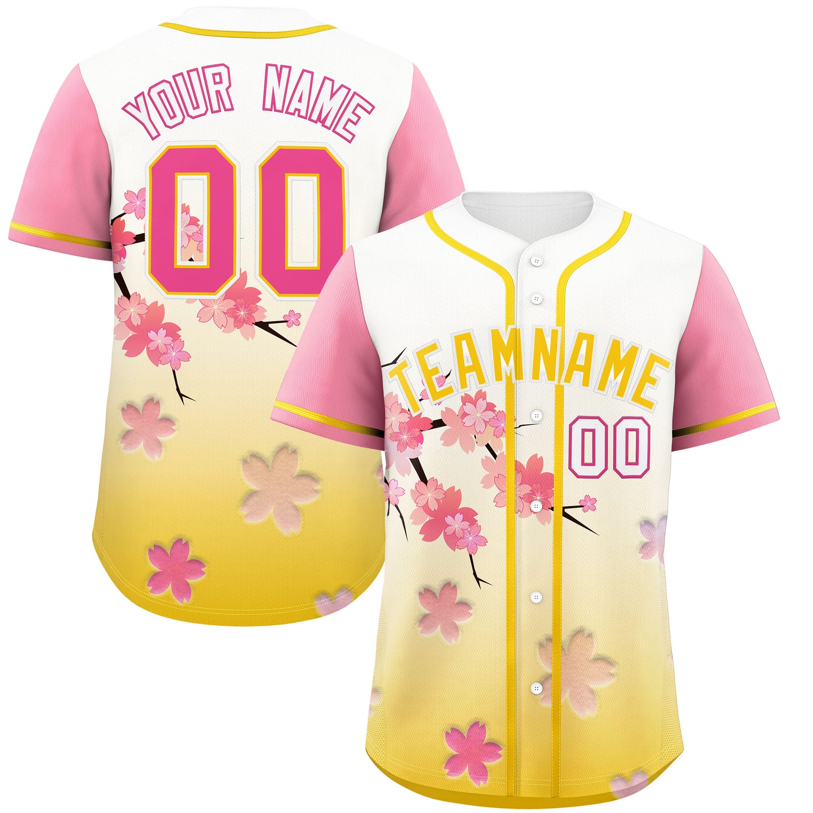 Custom Gold Pink Gradient Fashion Elastic Baseball Jersey| KXKSHOP