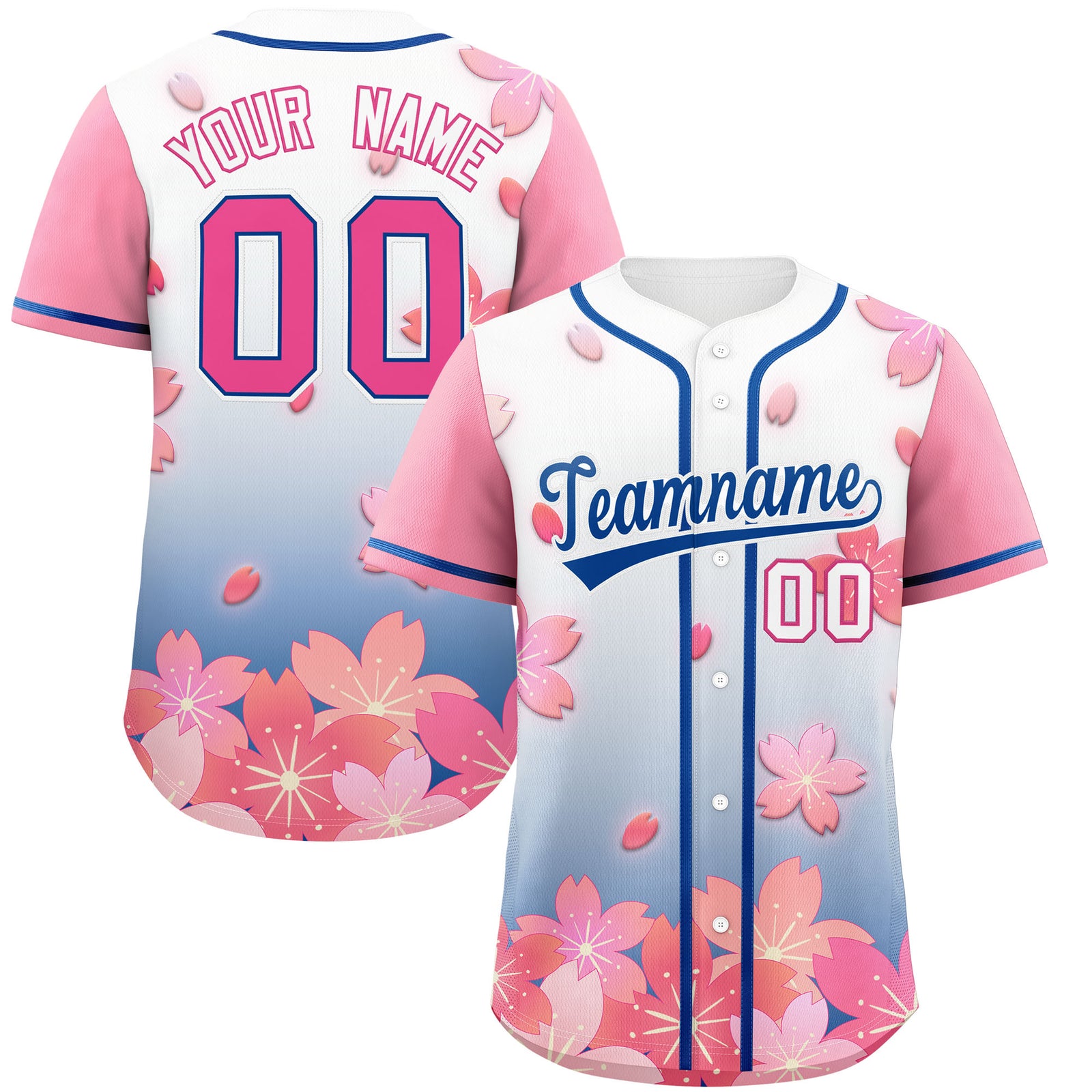 Custom Midnight Blue Pink Gradient Fashion Elastic Baseball Jersey| KXKSHOP