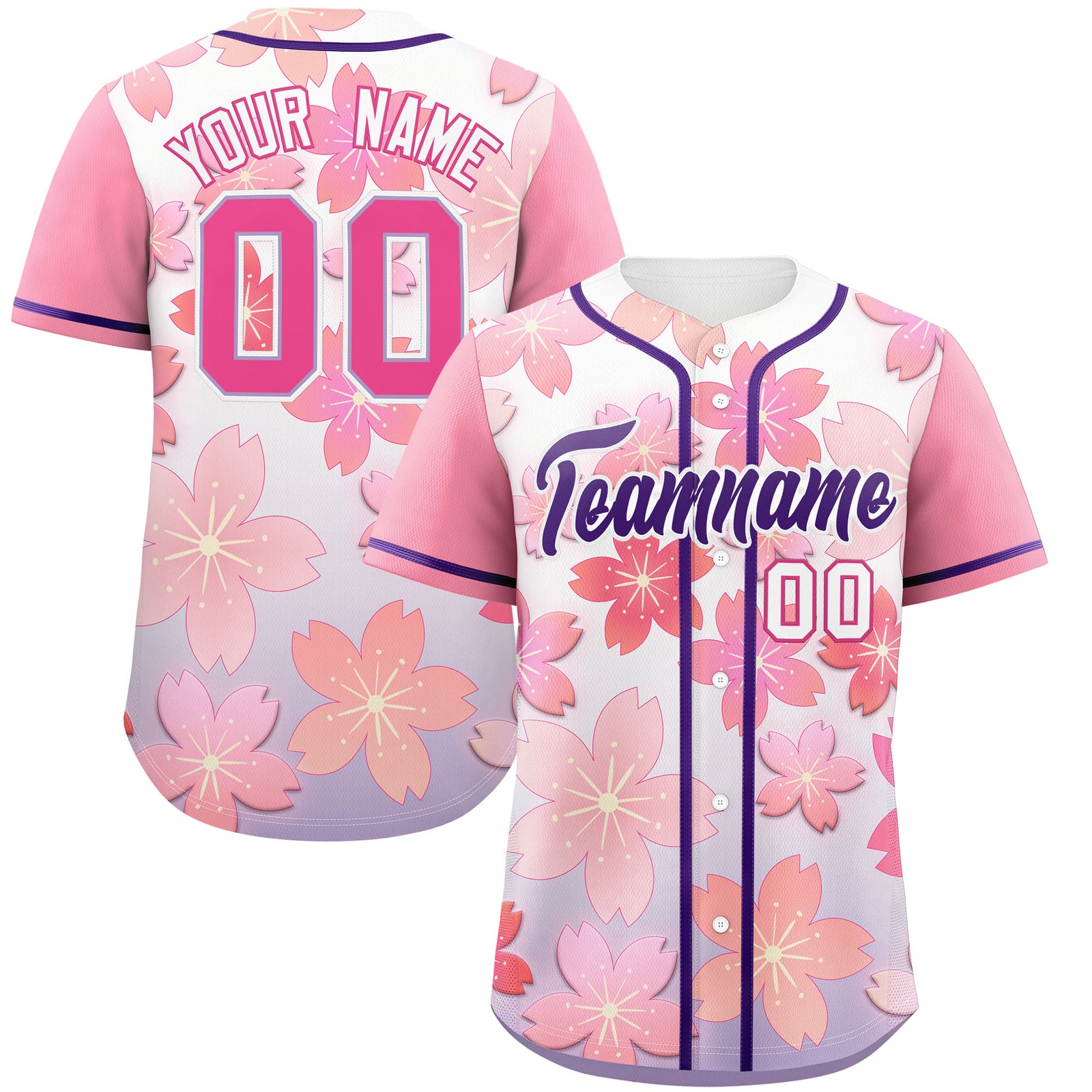 Custom Light Purple Pink Gradient Fashion Elastic Baseball Jersey| KXKSHOP
