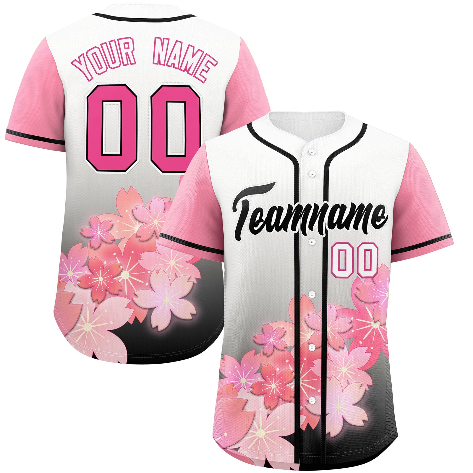 Custom Black Pink Gradient Fashion Elastic Baseball Jersey| KXKSHOP