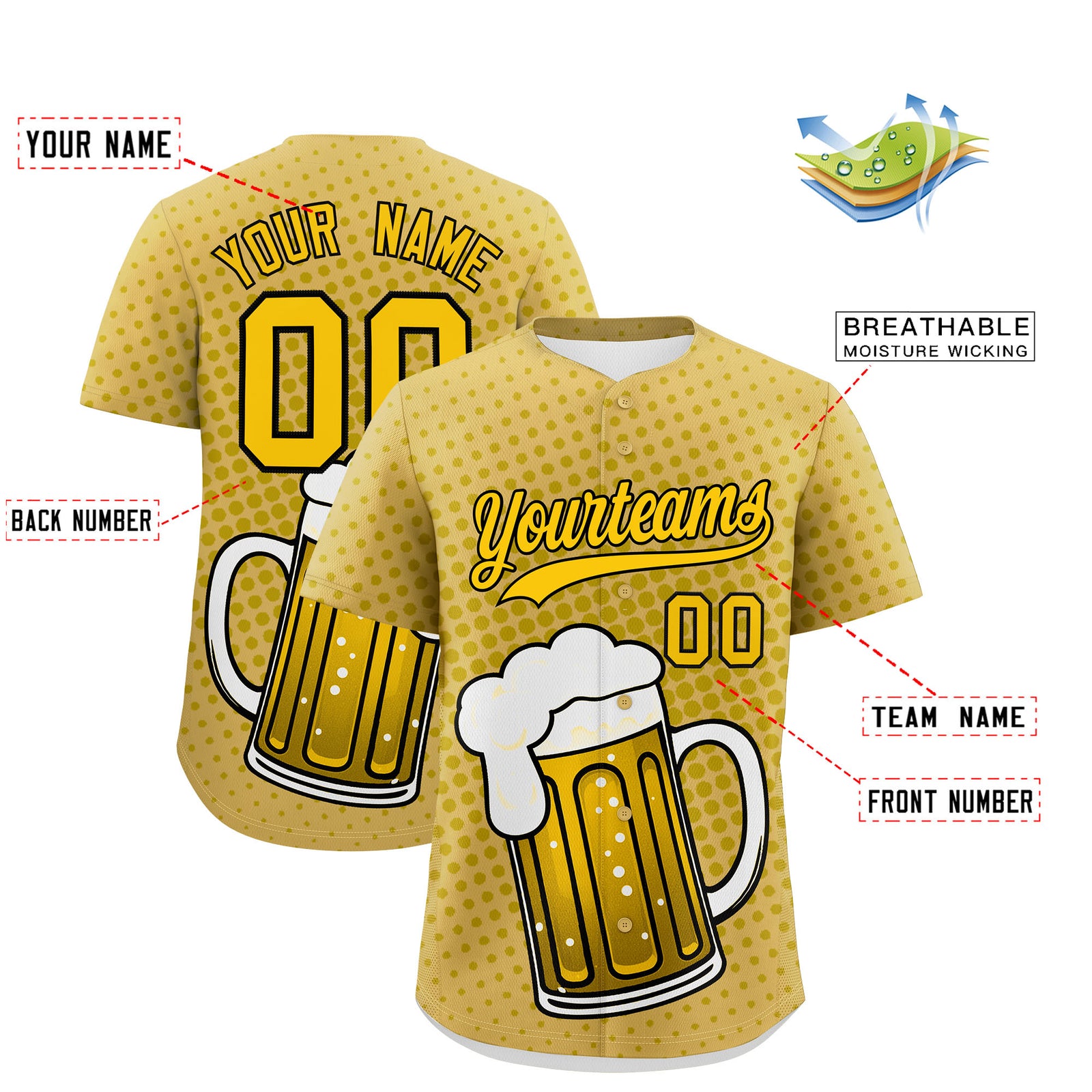Custom Old Gold Personalized Team Shirts for Parties & Training | KXKSHOP