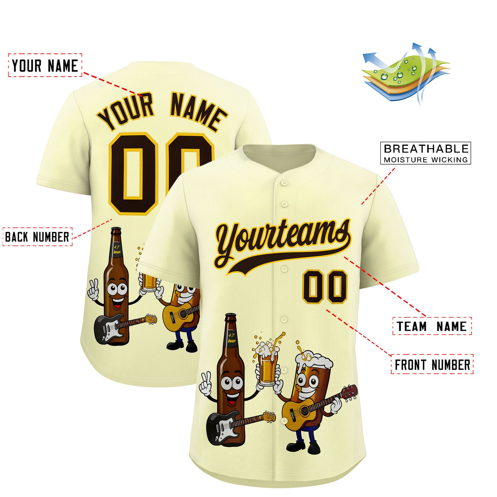 Custom Cream Personalized Team Shirts for Parties & Training | KXKSHOP