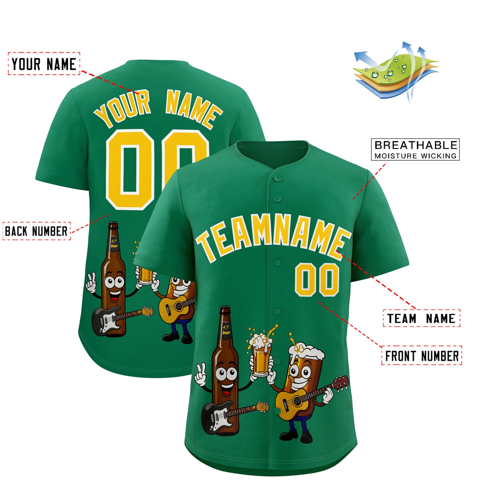 Custom Kelly Green Personalized Team Shirts for Parties & Training | KXKSHOP
