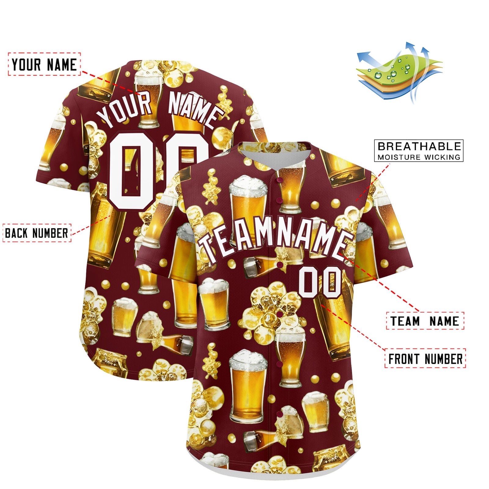 Custom Burgundy Personalized Team Shirts for Parties & Training | KXKSHOP
