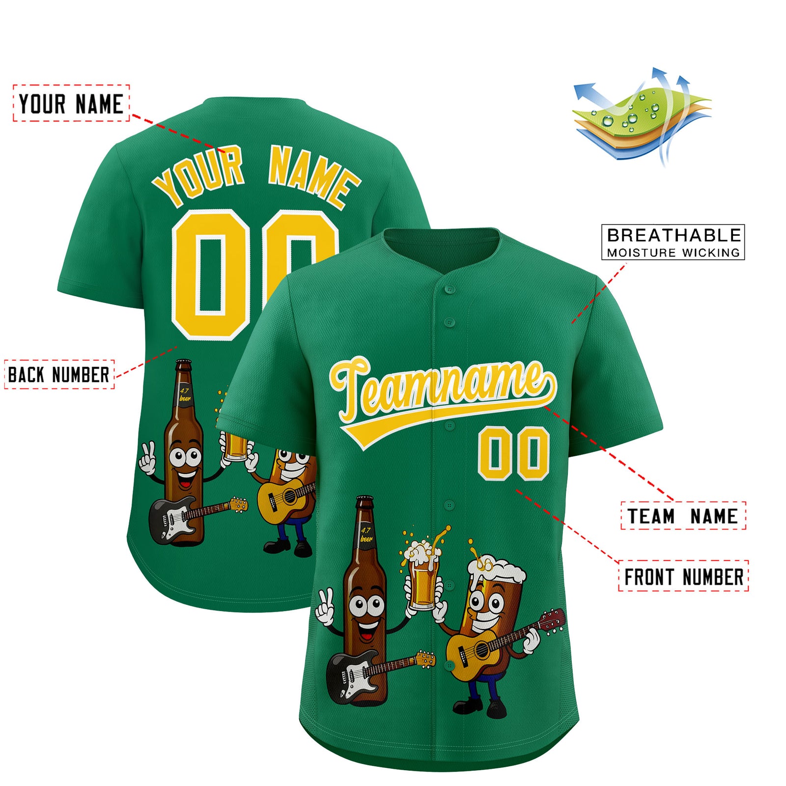 Custom Kelly Green Personalized Team Shirts for Parties & Training | KXKSHOP