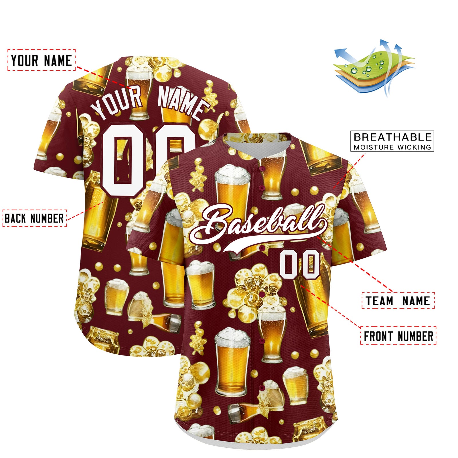 Custom Burgundy Personalized Team Shirts for Parties & Training | KXKSHOP