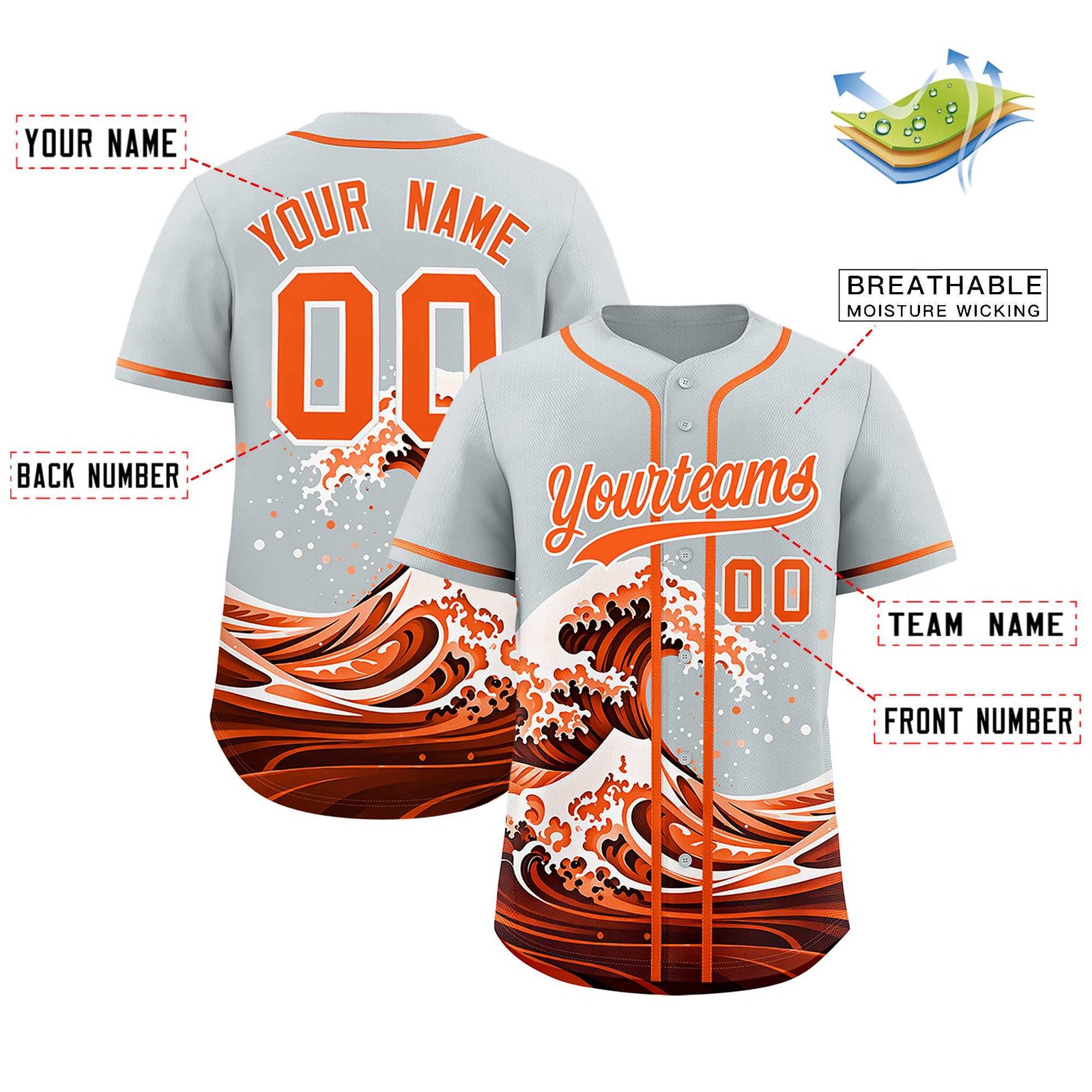 Custom Silver Wave Graffiti Pattern Authentic Baseball Jersey