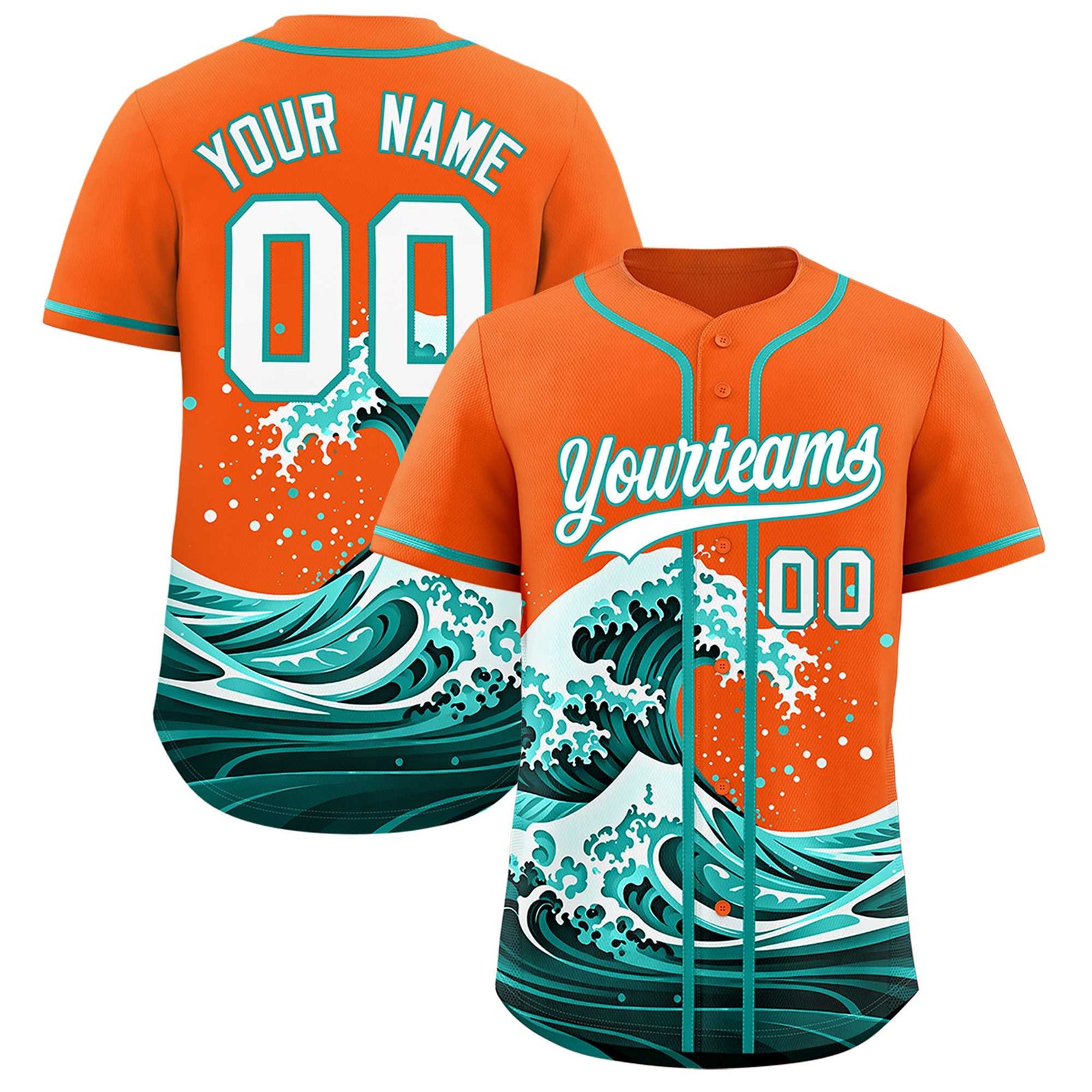 Custom Orange Wave Graffiti Pattern Authentic Baseball Jersey