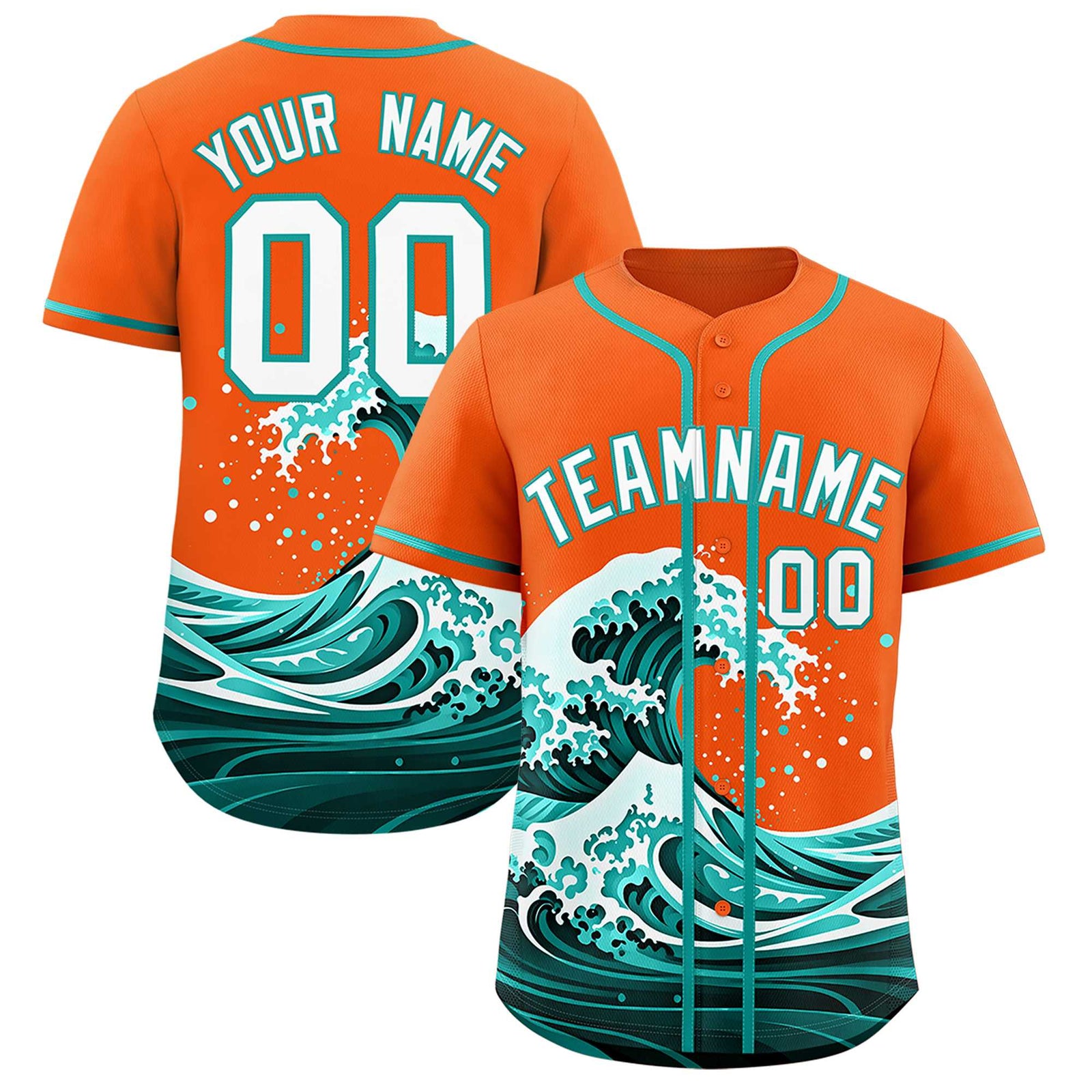 Custom Orange Wave Graffiti Pattern Authentic Baseball Jersey