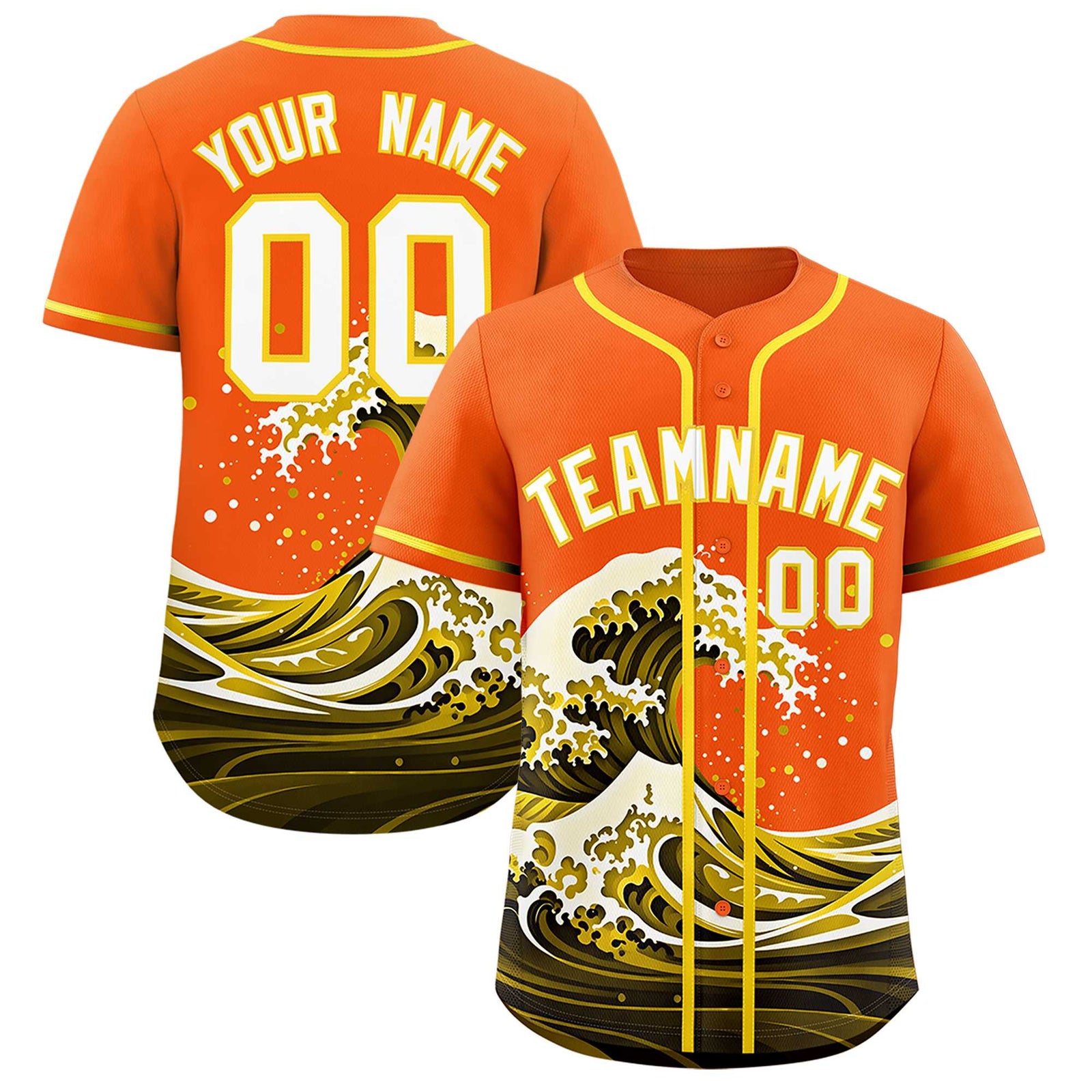Custom Orange Wave Graffiti Pattern Authentic Baseball Jersey