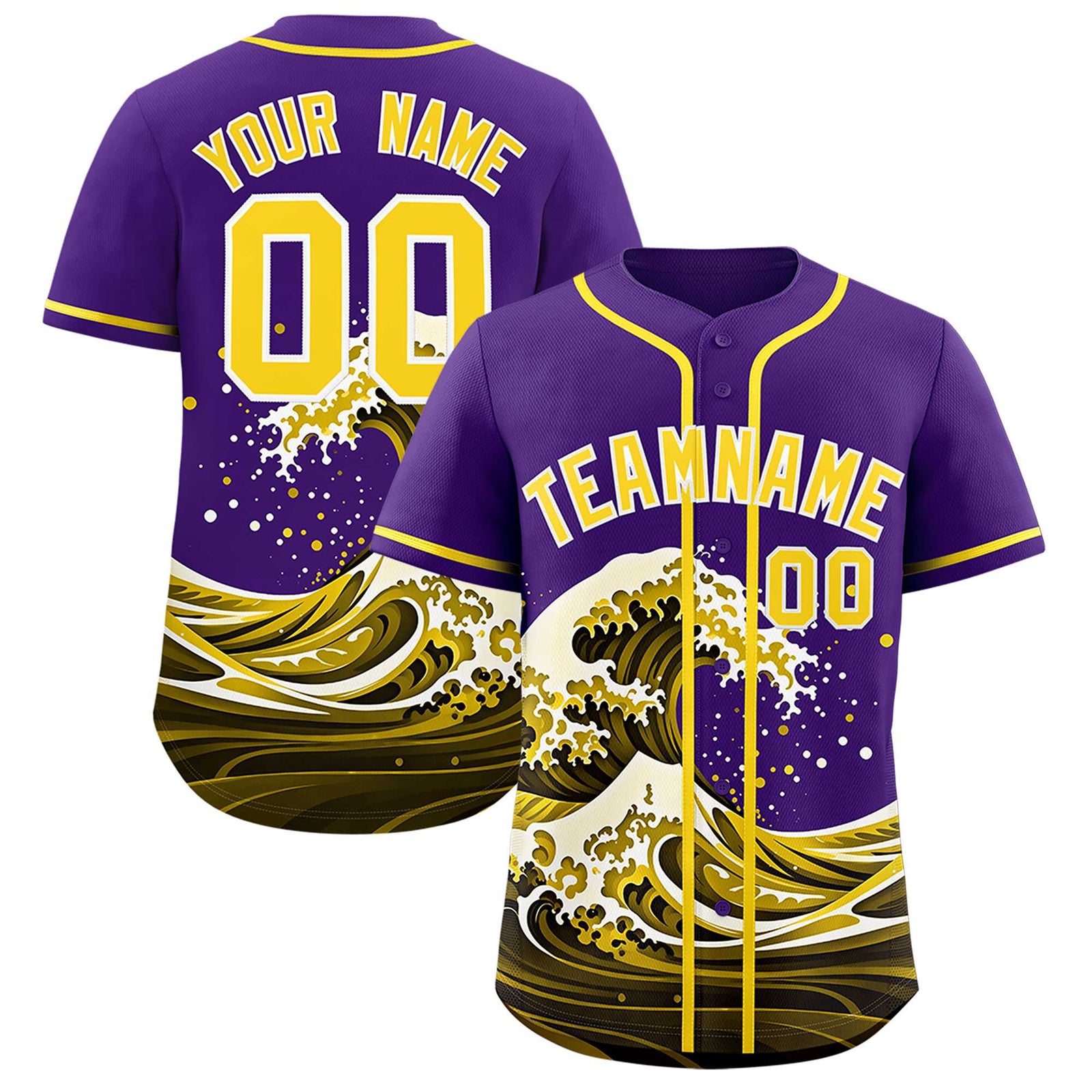 Custom Purple Wave Graffiti Pattern Authentic Baseball Jersey