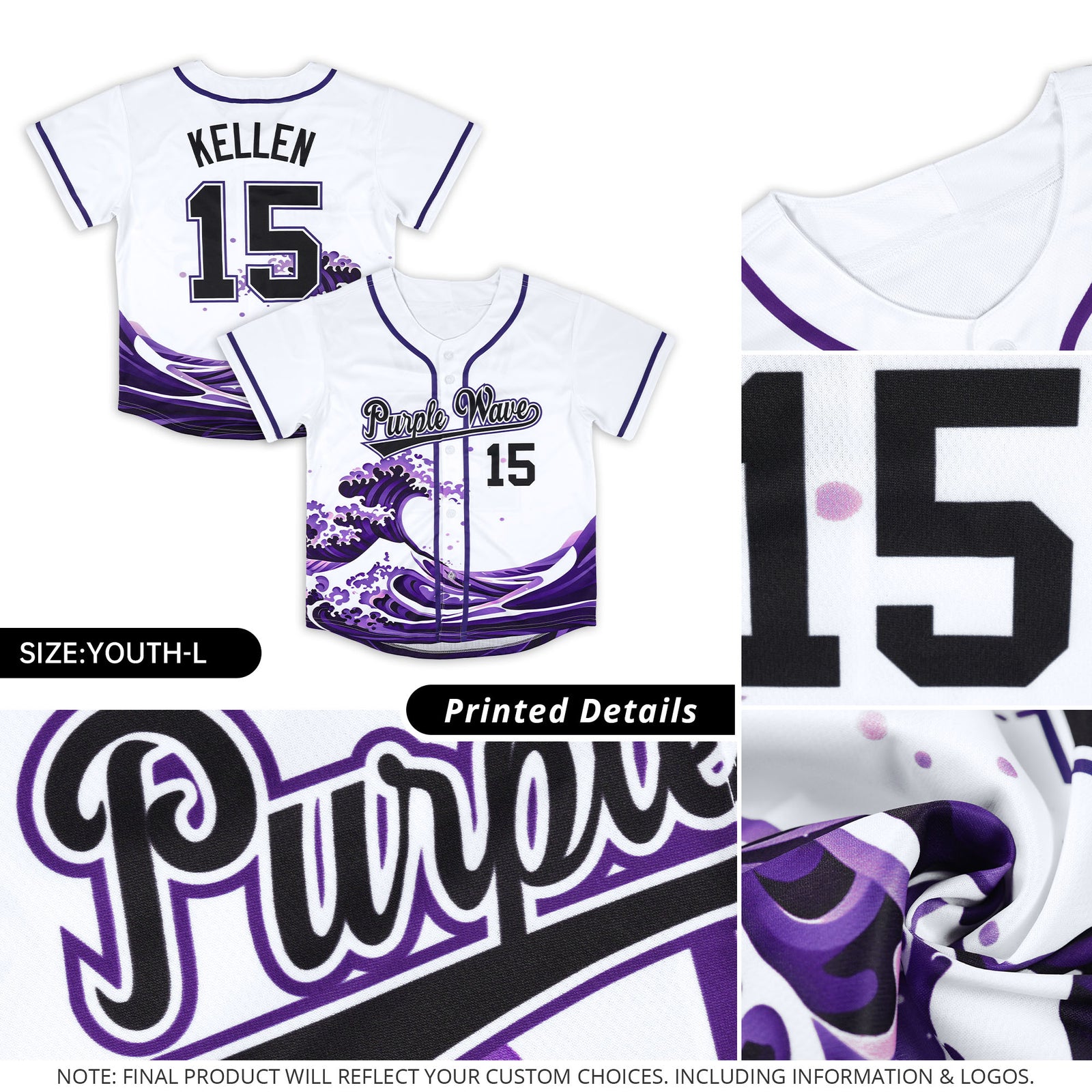 Custom White Wave Graffiti Pattern Authentic Baseball Jersey