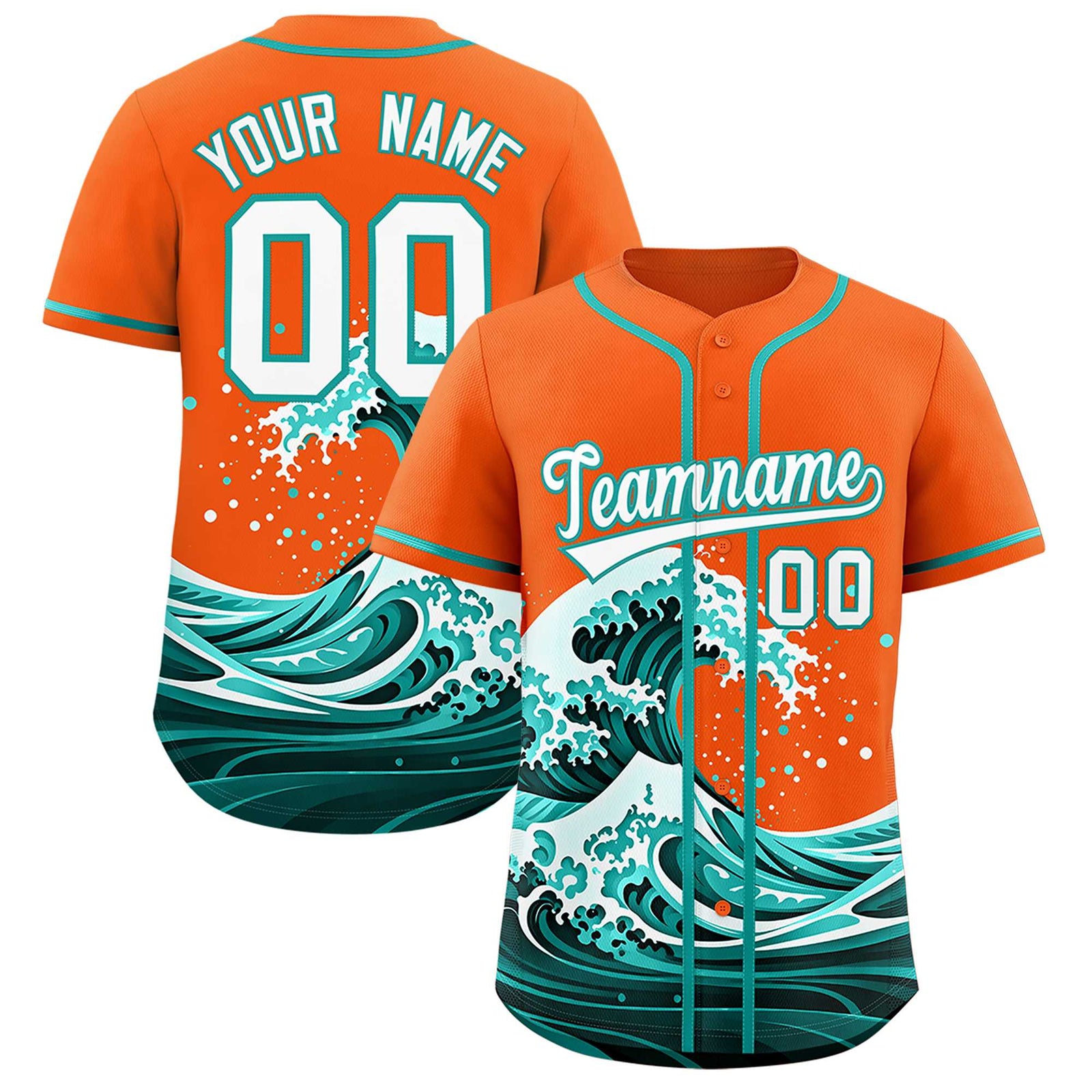Custom Orange Wave Graffiti Pattern Authentic Baseball Jersey