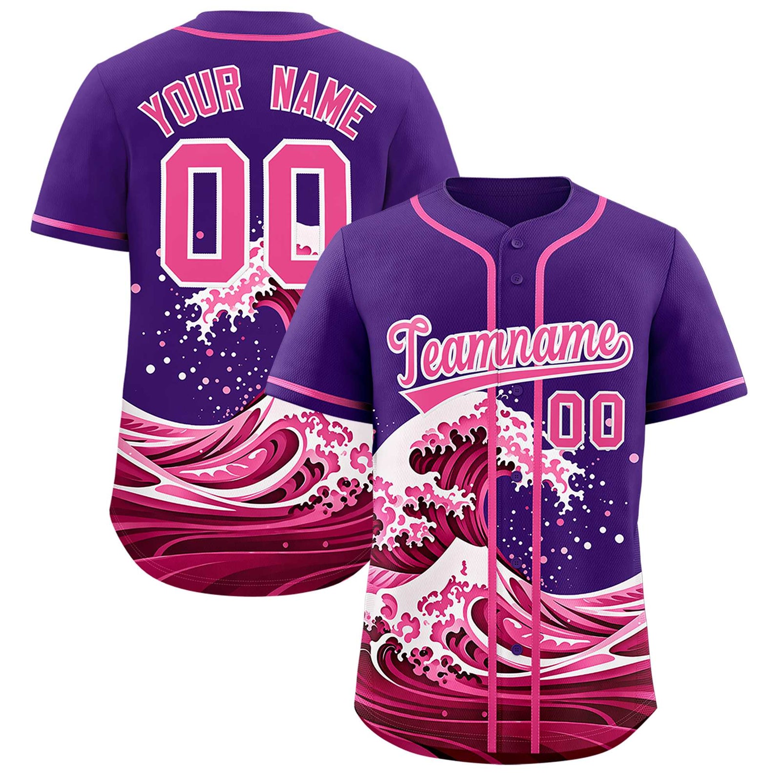 Custom Purple Wave Graffiti Pattern Authentic Baseball Jersey