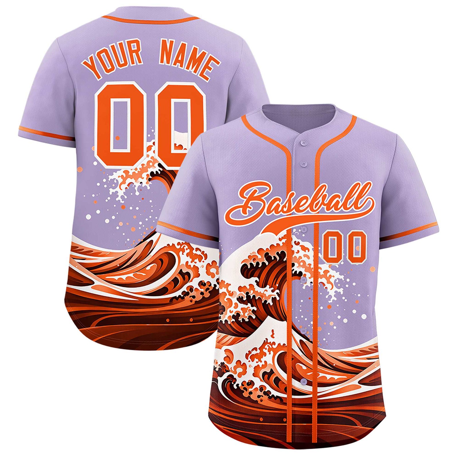 Custom Light Purple Wave Graffiti Pattern Authentic Baseball Jersey