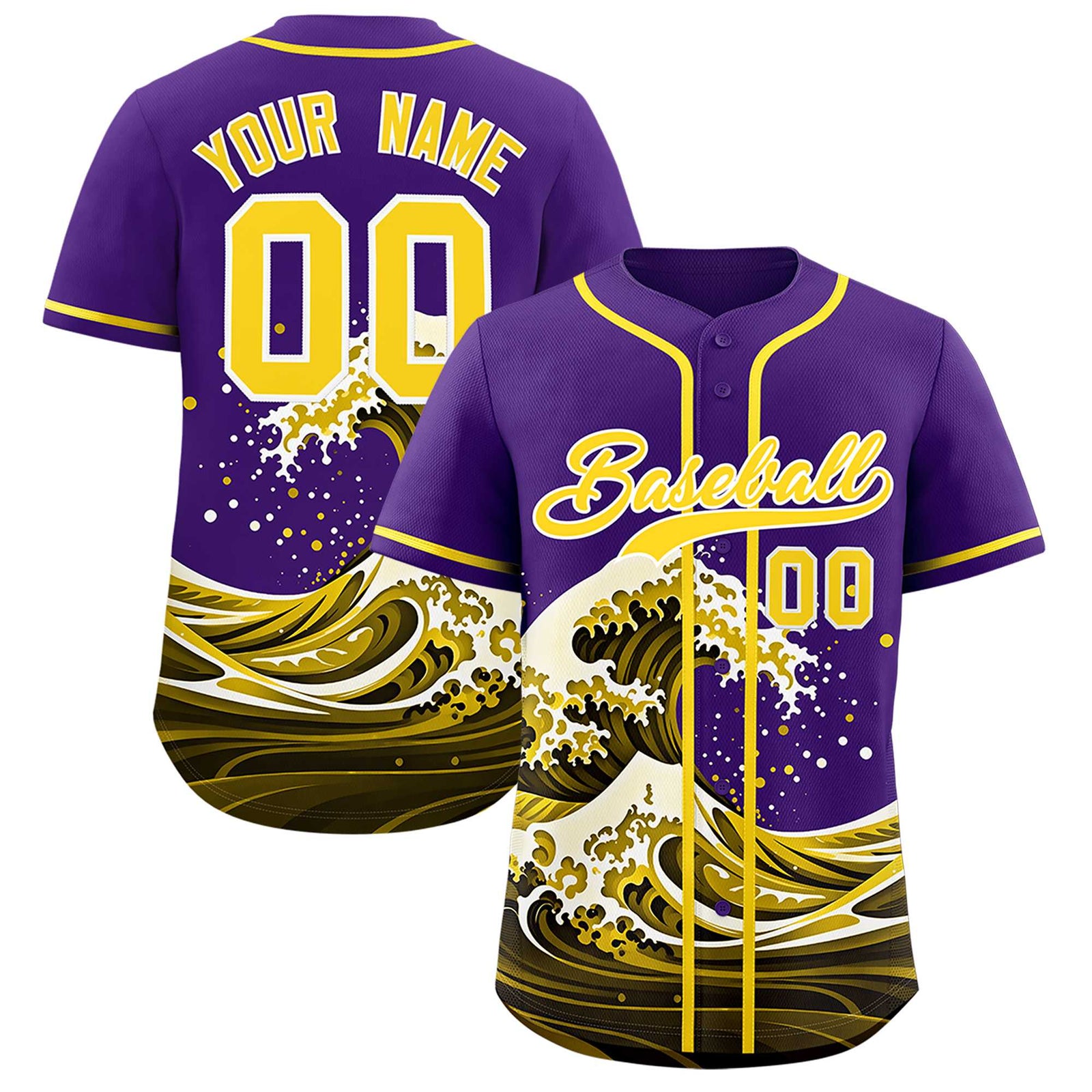 Custom Purple Wave Graffiti Pattern Authentic Baseball Jersey