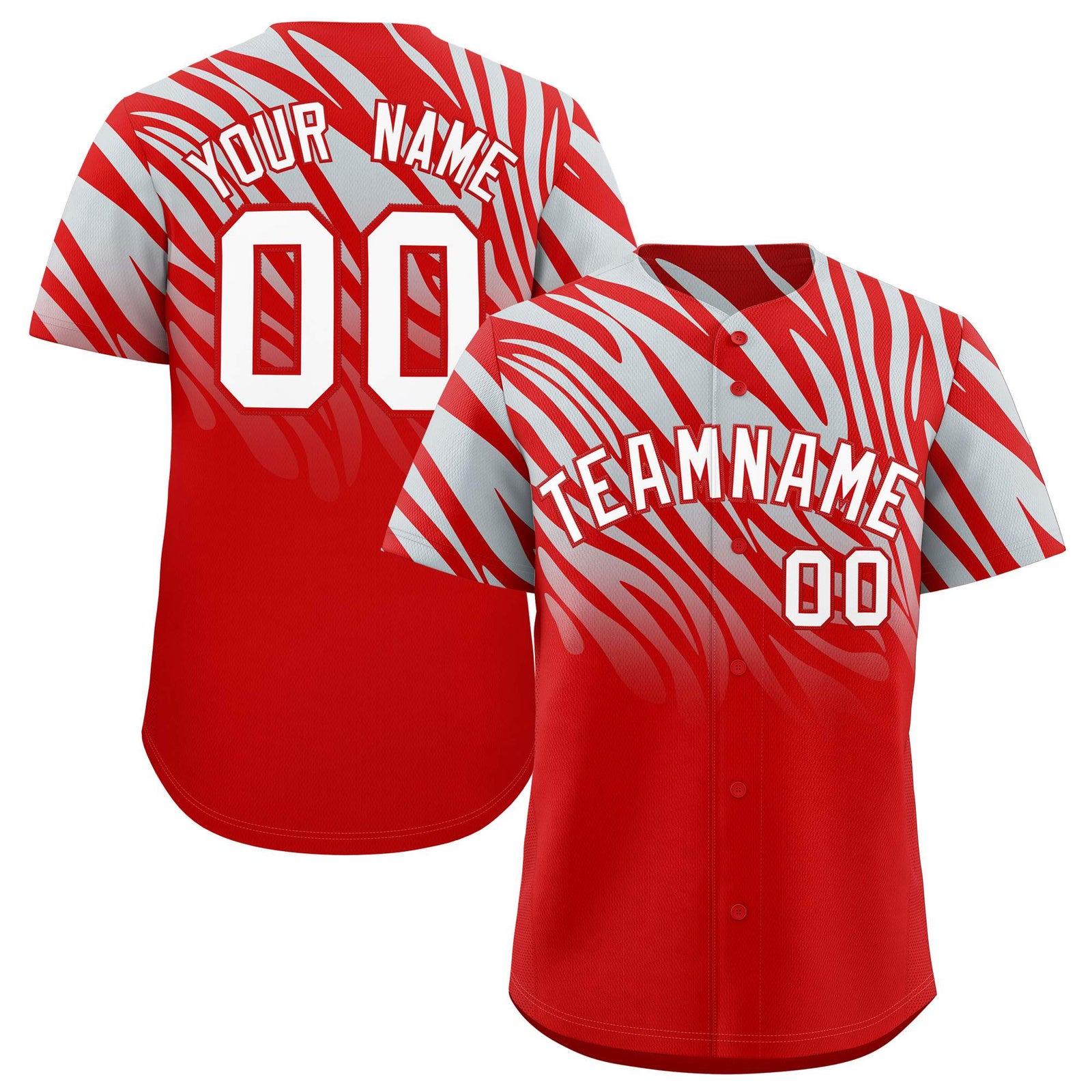 Custom Navy Silver Tiger Stripe Gradient Animal Print Personalized Team Shirt Baseball Jersey