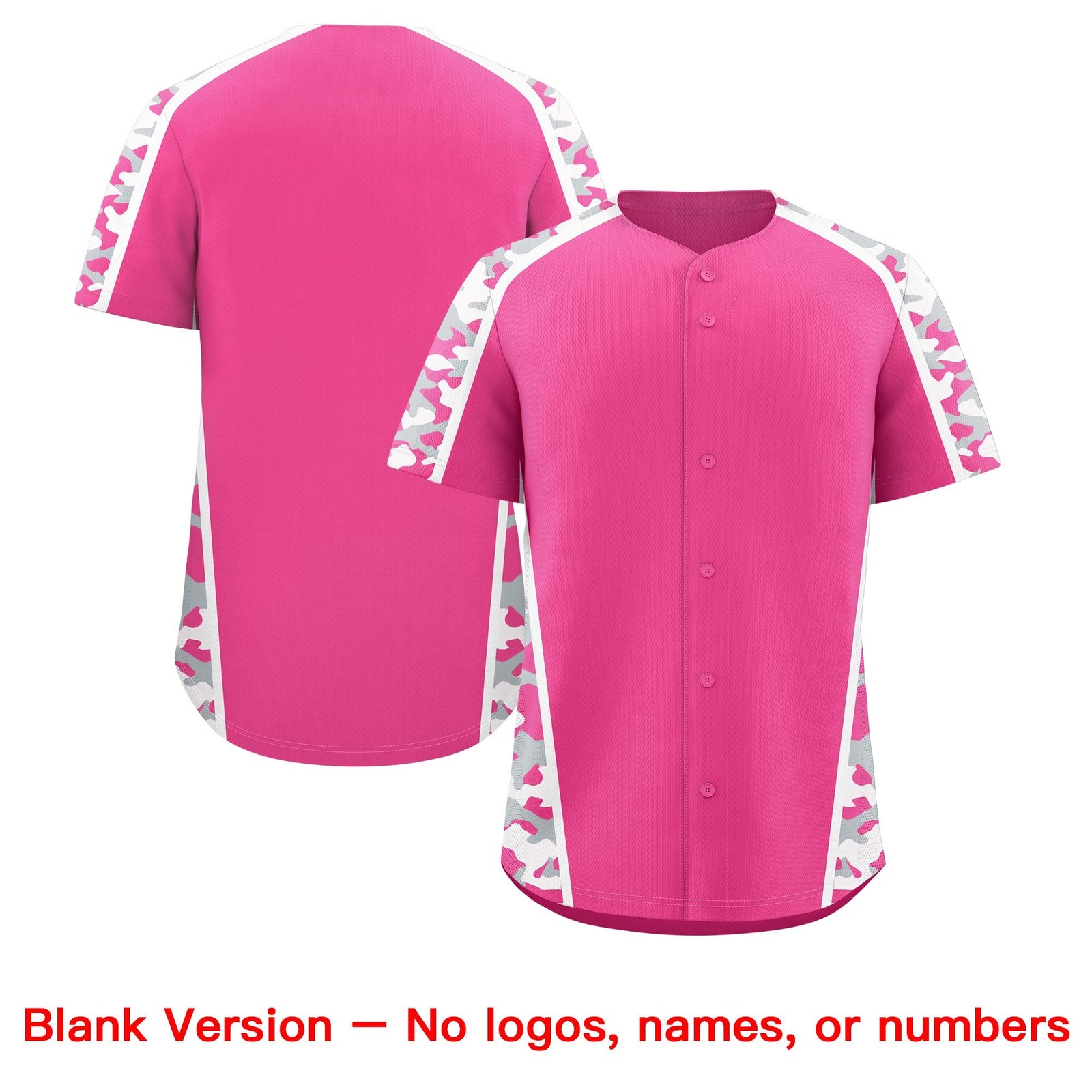 Custom Pink Silver Side Camo Style Personalization Baseball Jersey| KXKSHOP