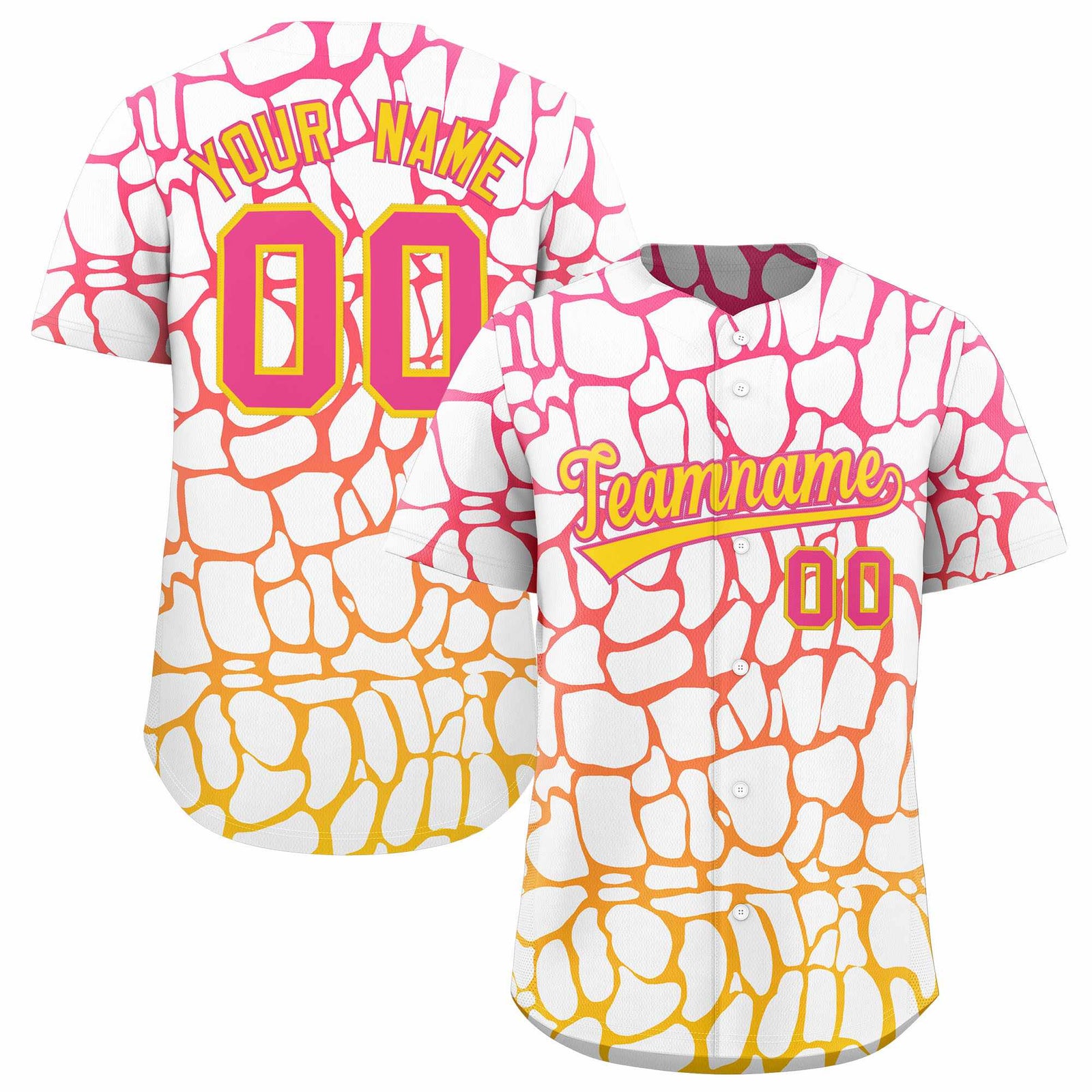 Custom Pink Gold Giraffe Graffiti Pattern Authentic Baseball Jersey