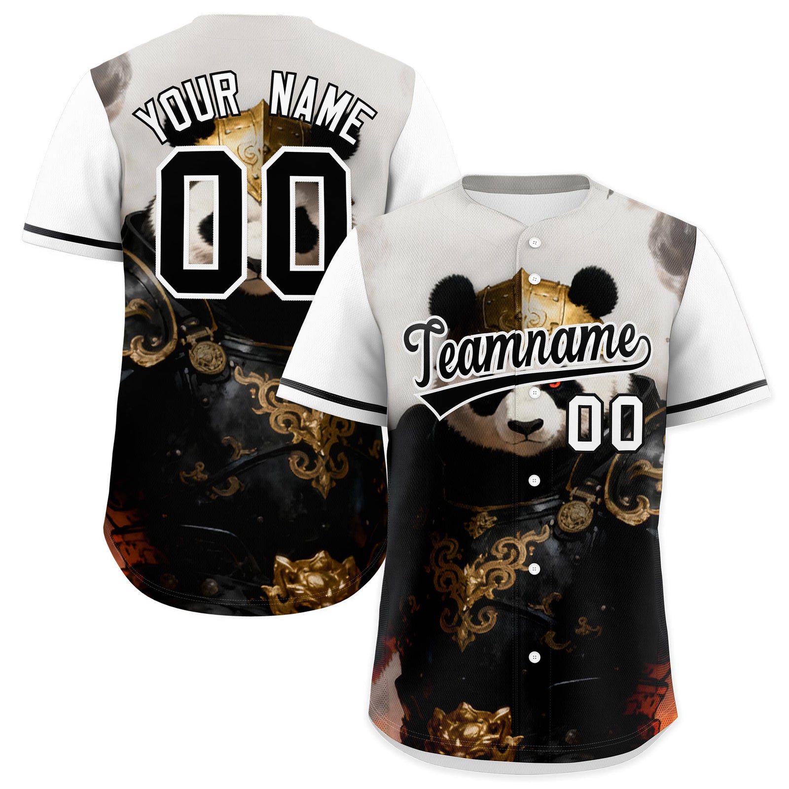Custom White Black Panda Animal Series Personalization Graffiti Pattern Baseball Jersey| KXKSHOP
