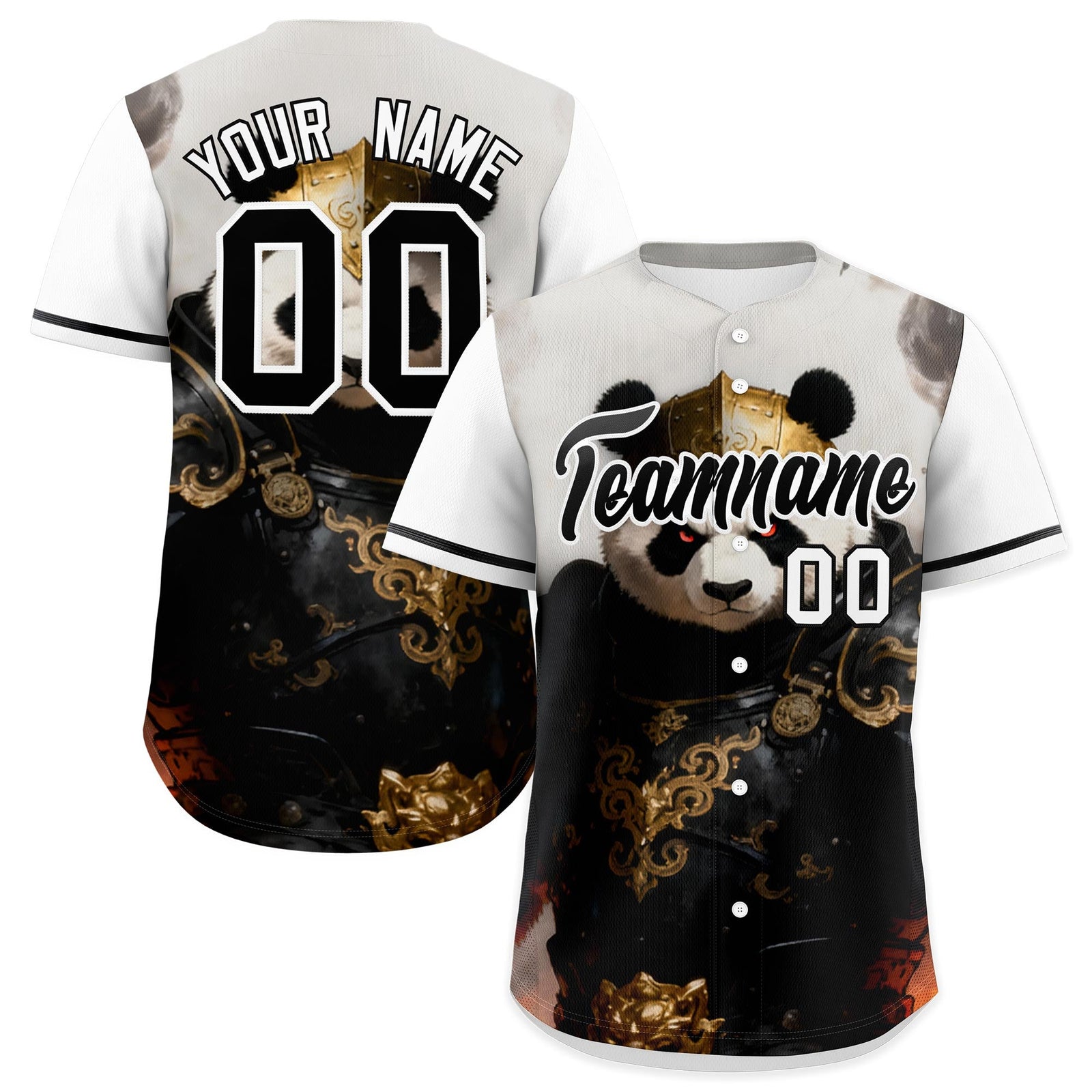 Custom White Black Panda Animal Series Personalization Graffiti Pattern Baseball Jersey| KXKSHOP
