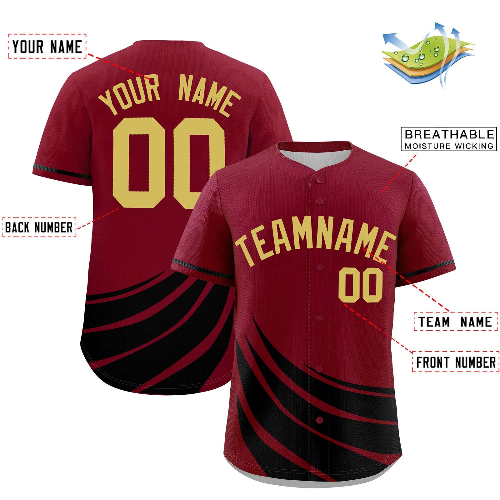 Custom Crimson Black Wind Mark Graffiti Pattern Authentic Baseball Jersey