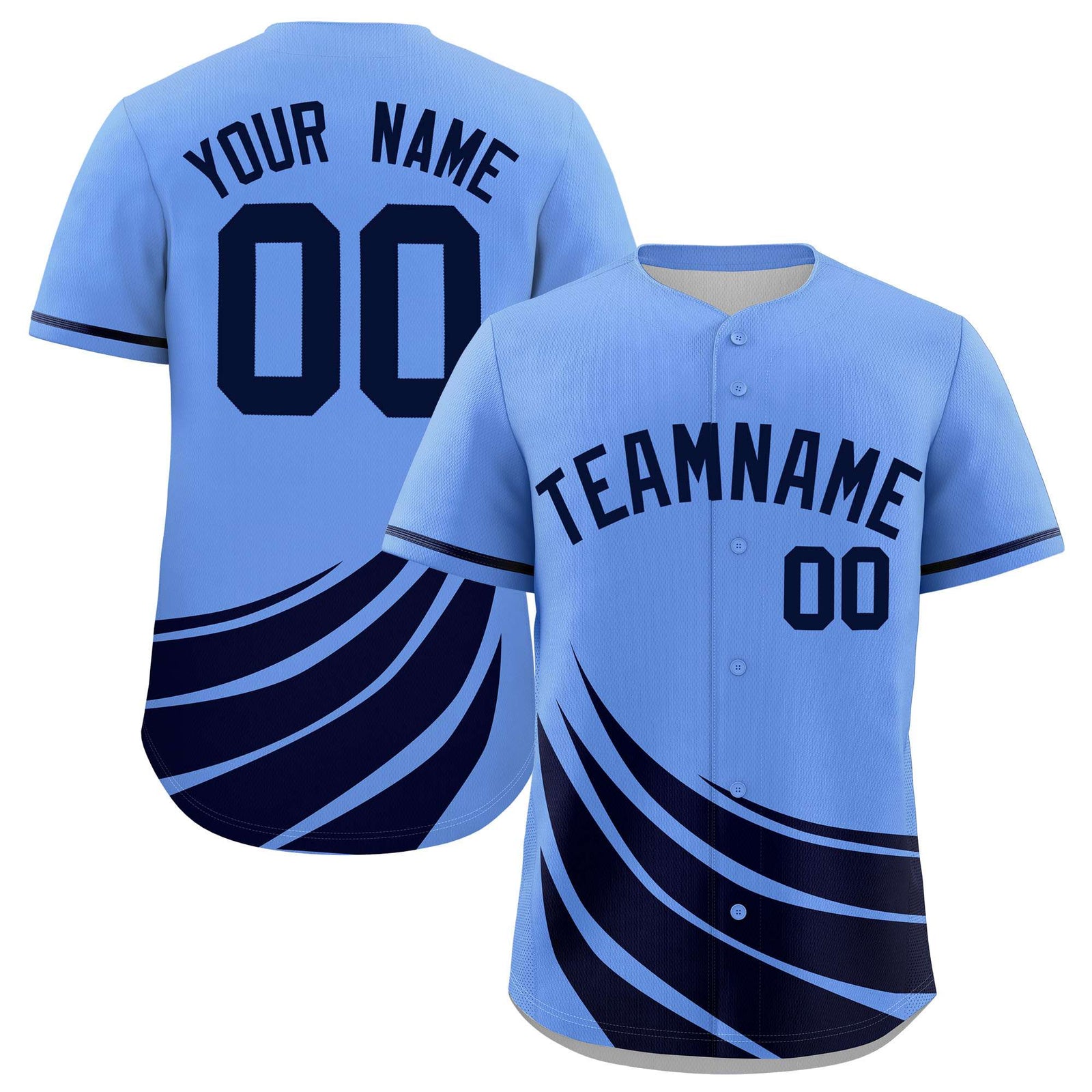 Custom Light Blue Navy Wind Mark Graffiti Pattern Authentic Baseball Jersey