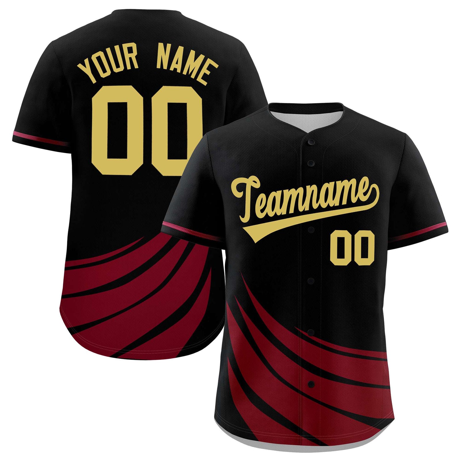 Custom Black Crimson Wind Mark Graffiti Pattern Authentic Baseball Jersey