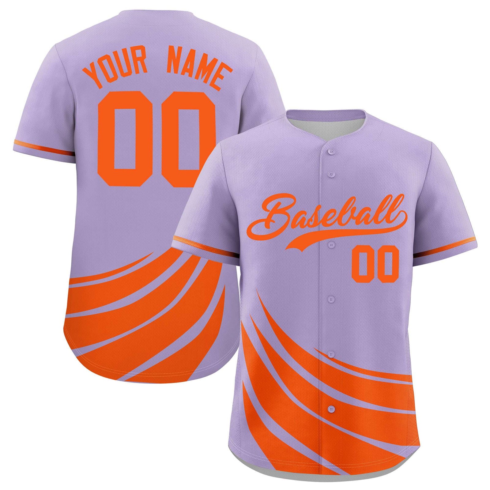Custom Light Purple Orange Wind Mark Graffiti Pattern Authentic Baseball Jersey