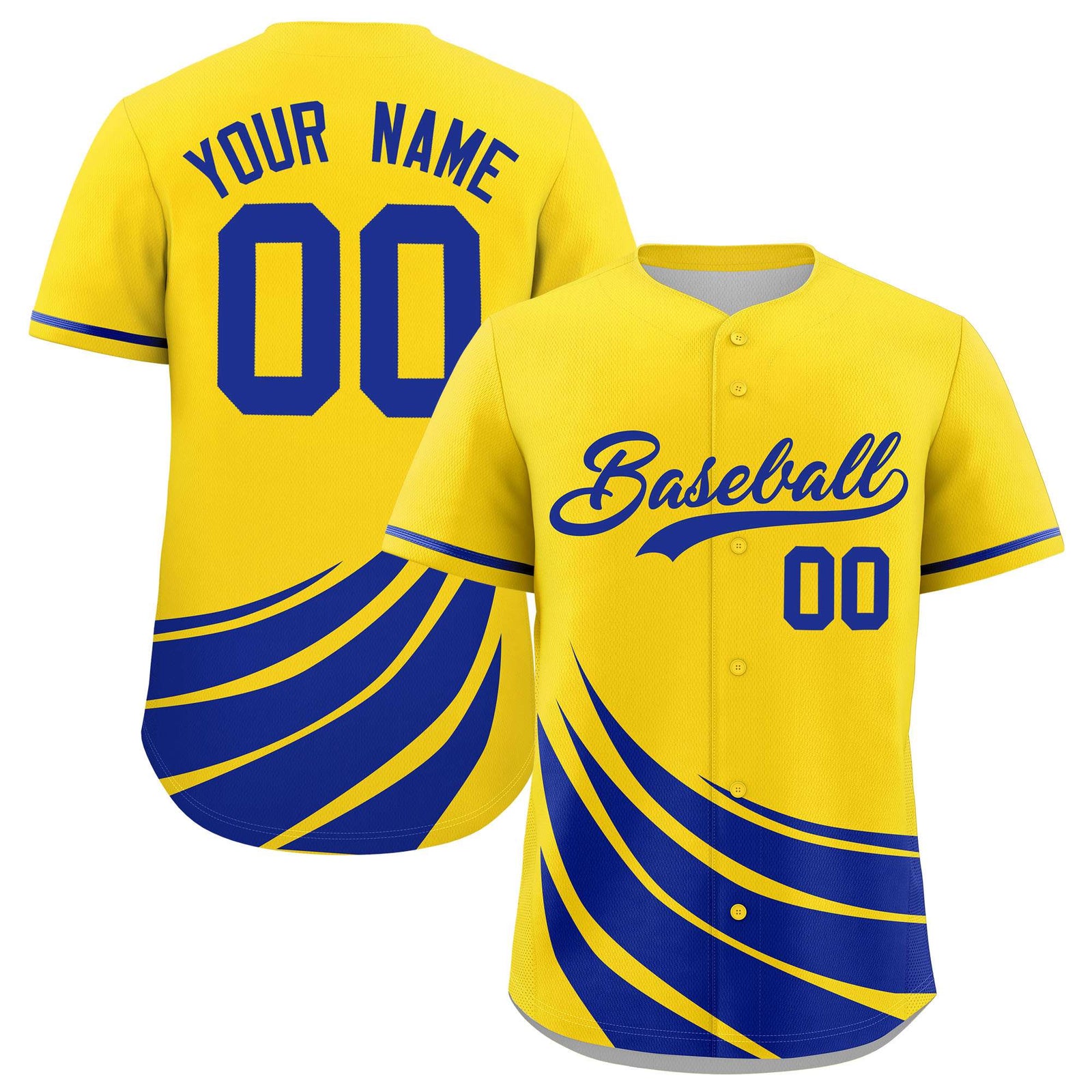 Custom Yellow Royal Wind Mark Graffiti Pattern Authentic Baseball Jersey