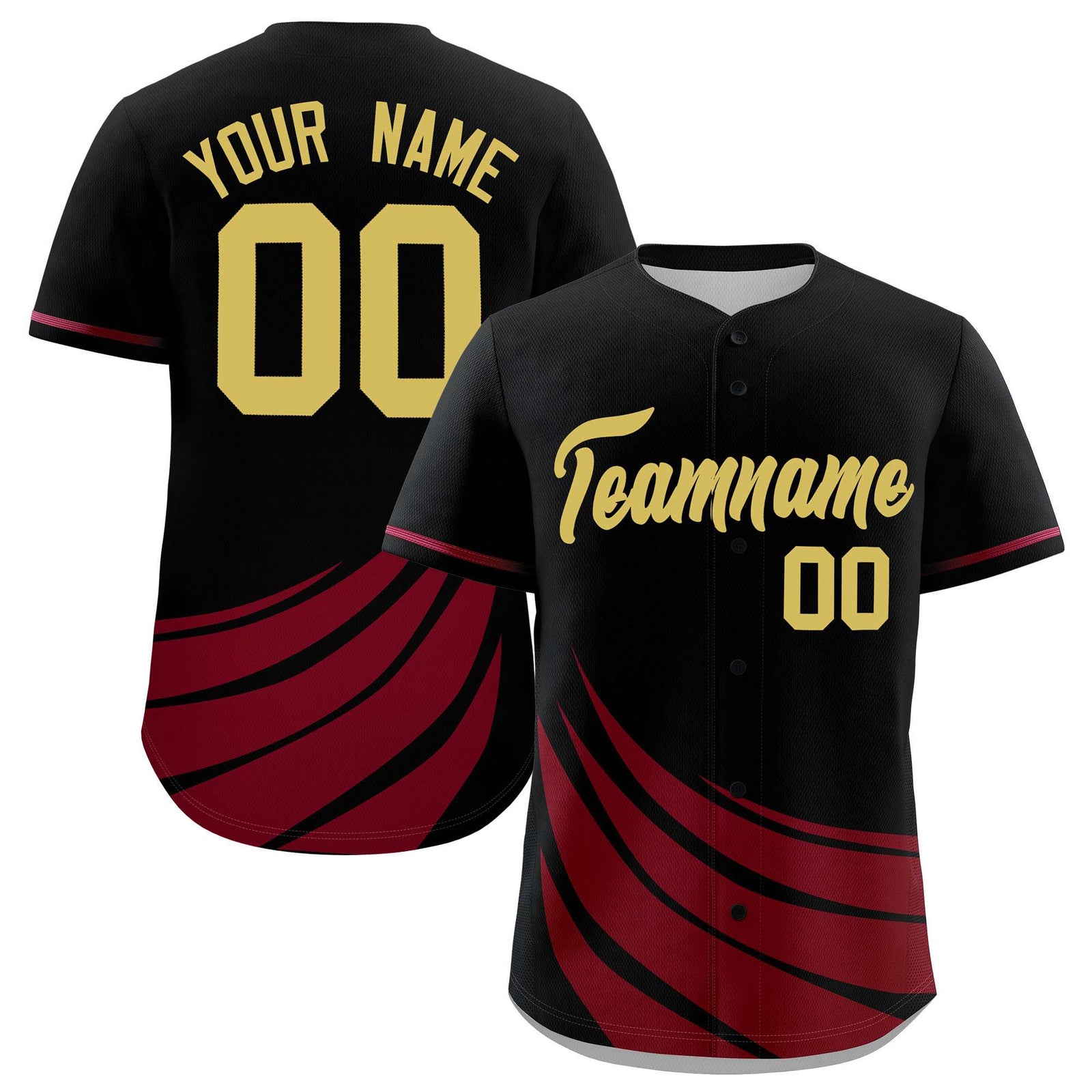 Custom Black Crimson Wind Mark Graffiti Pattern Authentic Baseball Jersey