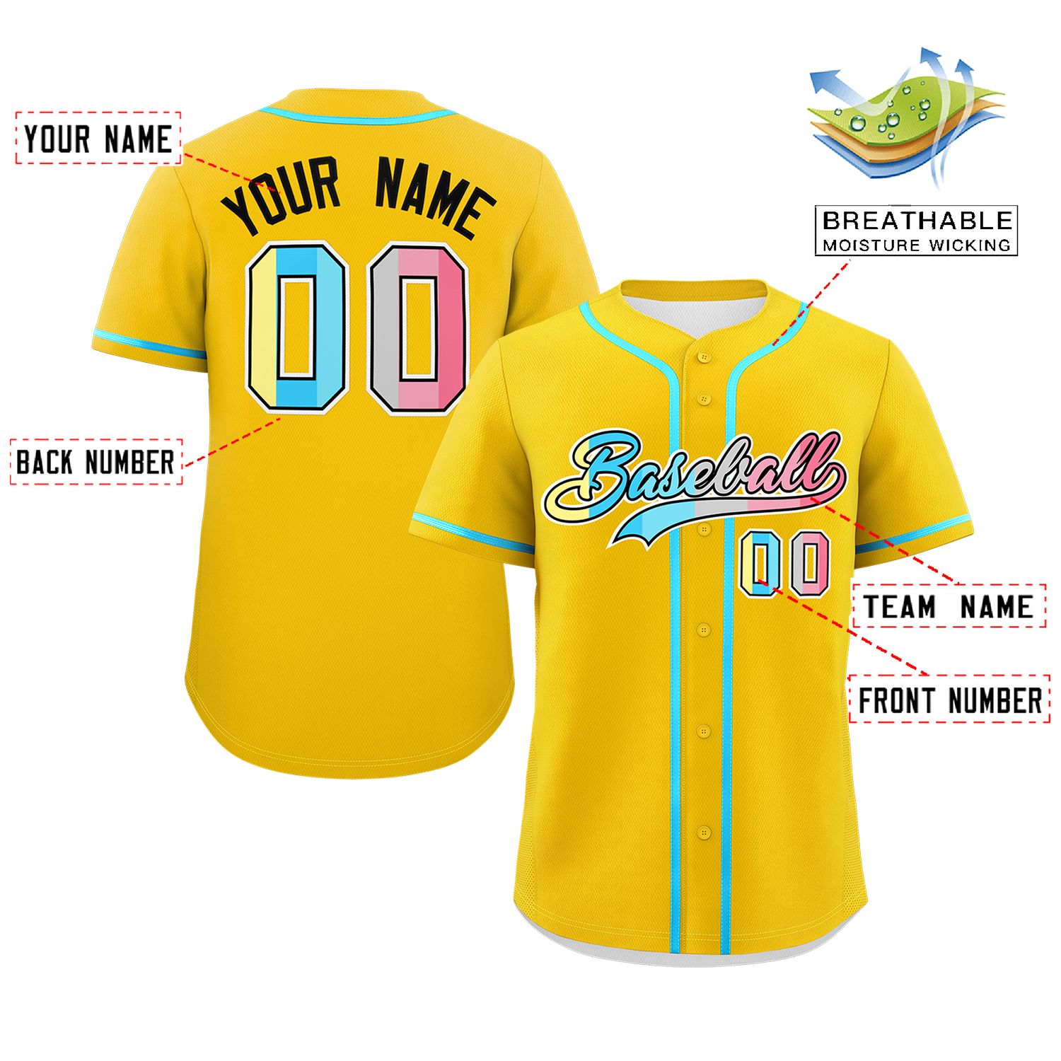 Custom Gold Genderflux For Pride Month Classic Style Authentic Baseball Jersey