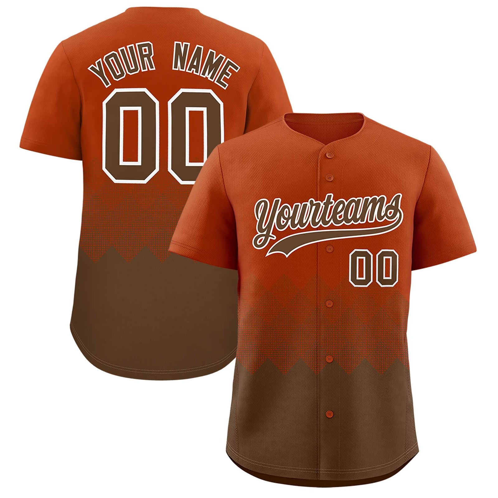 Custom Texas Orange Light Brown Grid Blur Pattern Authentic Baseball Jersey