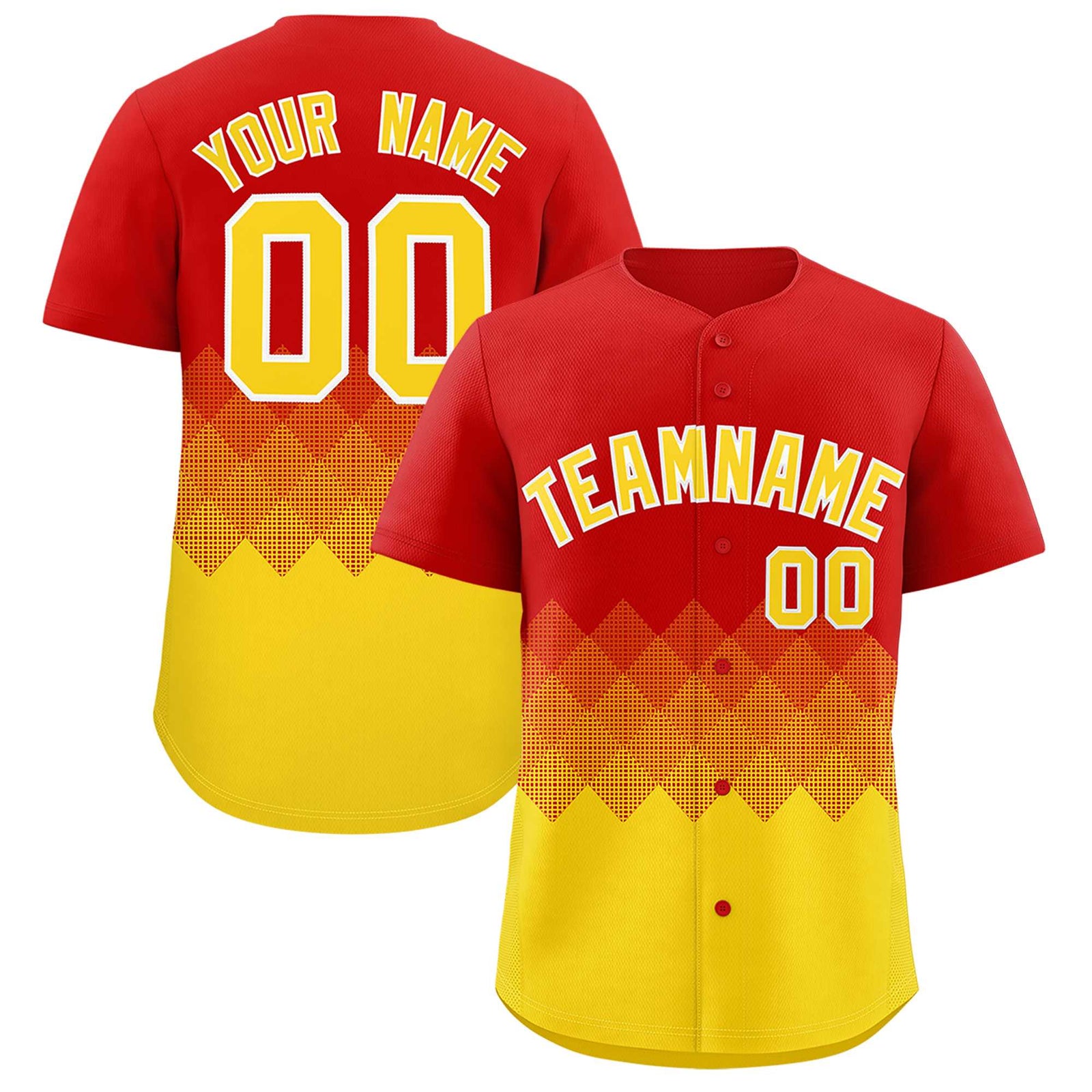 Custom Red Gold Grid Blur Pattern Authentic Baseball Jersey