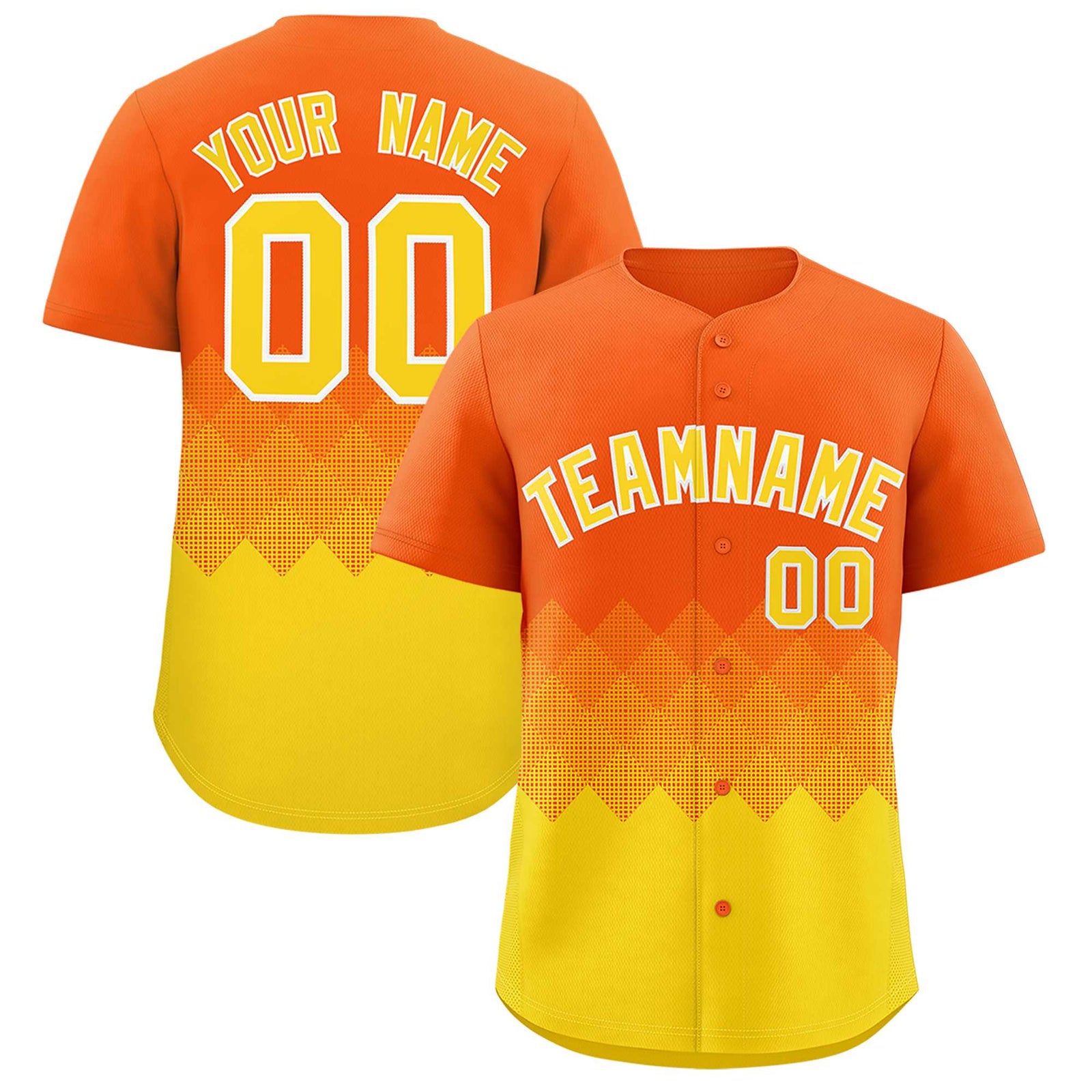 Custom Orange Gold Grid Blur Pattern Authentic Baseball Jersey