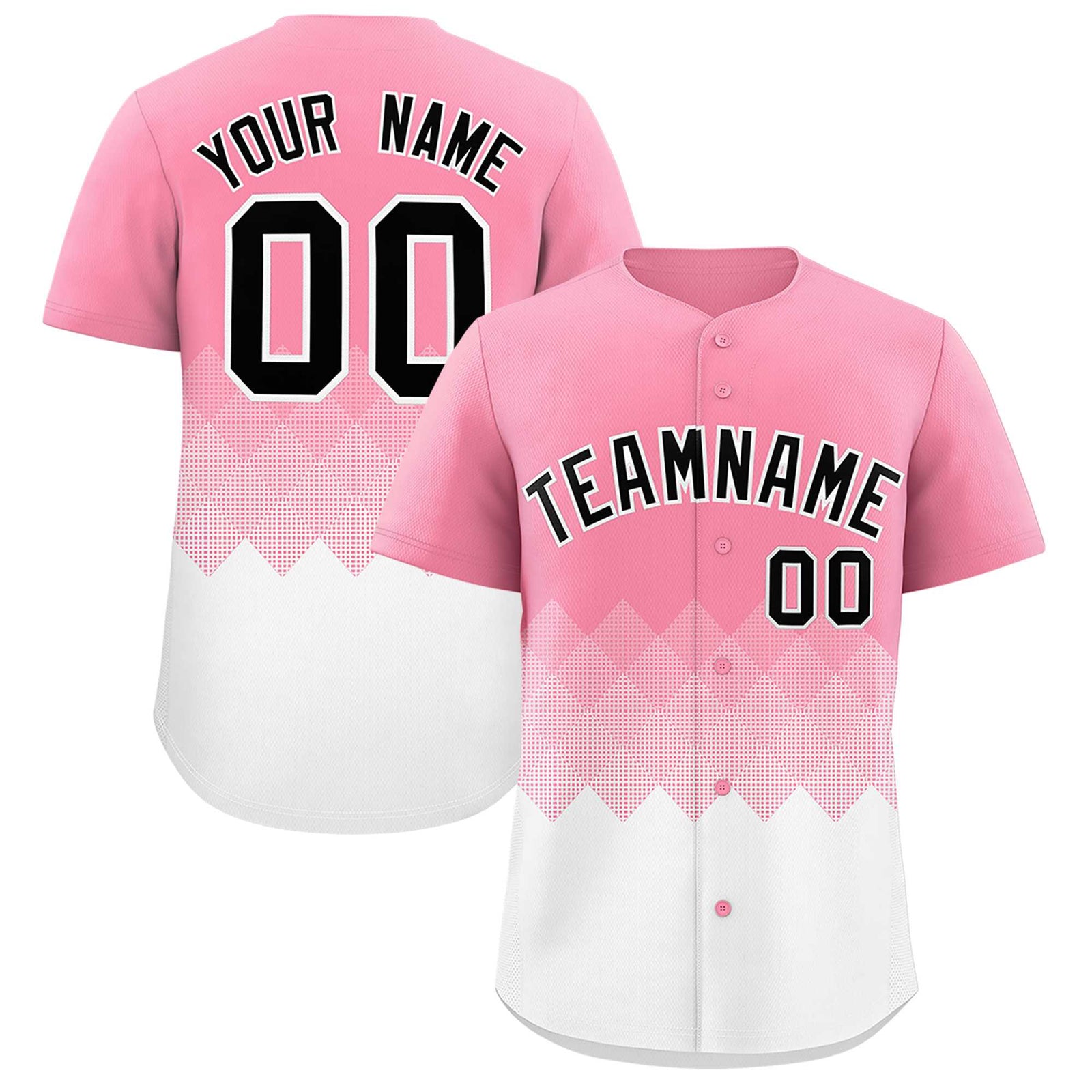 Custom Light Pink White Grid Blur Pattern Authentic Baseball Jersey