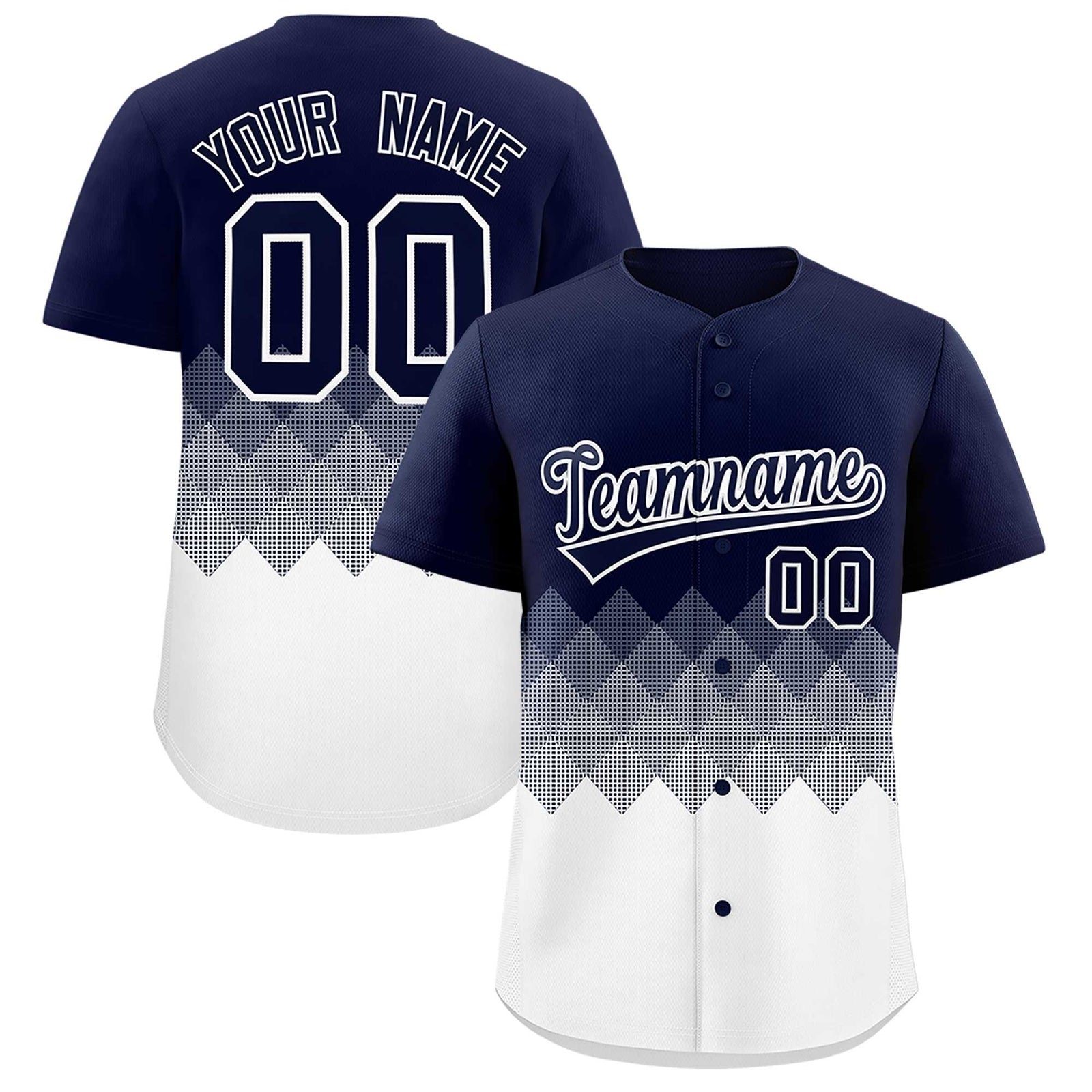 Custom Navy White Grid Blur Pattern Authentic Baseball Jersey