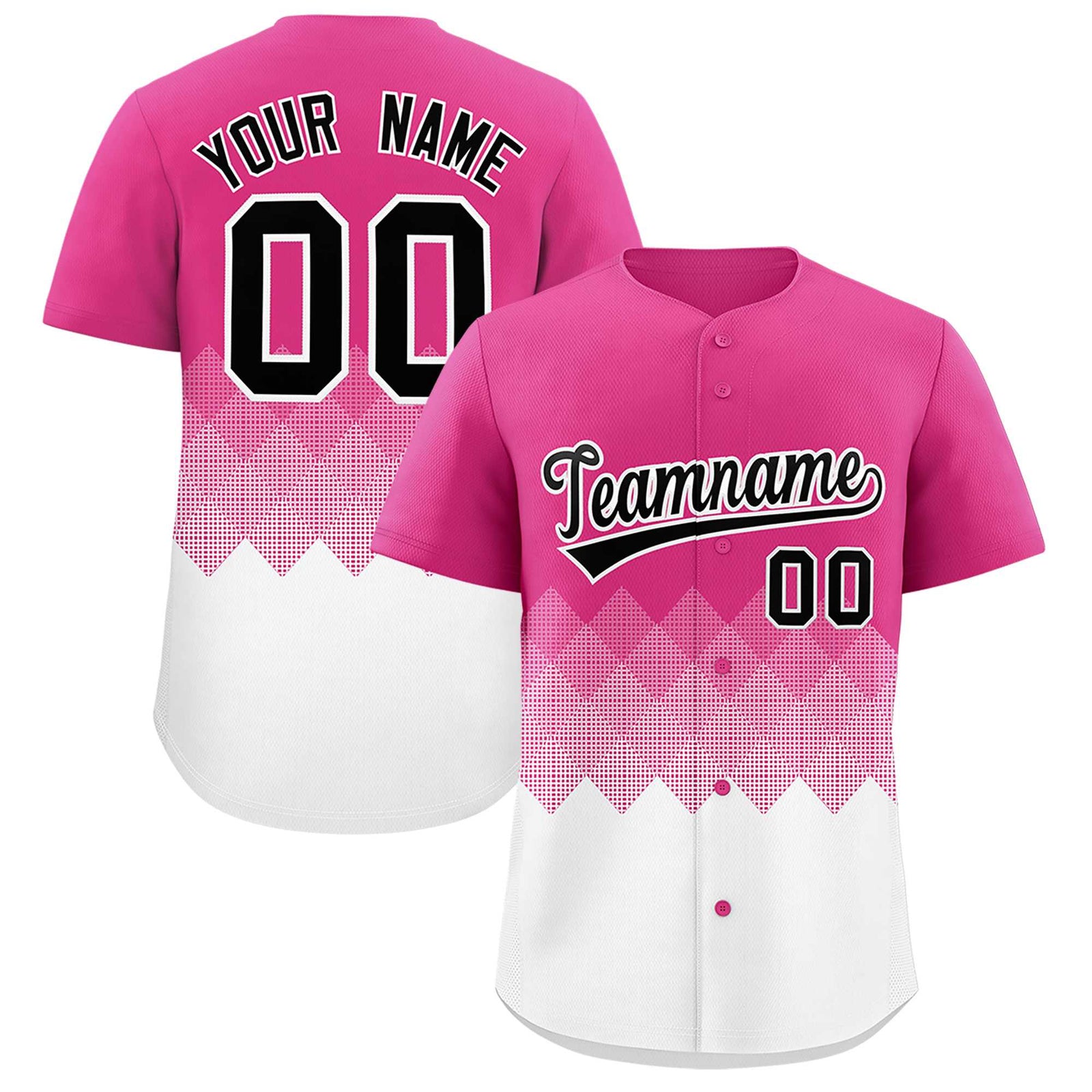 Custom Rose Red White Grid Blur Pattern Authentic Baseball Jersey