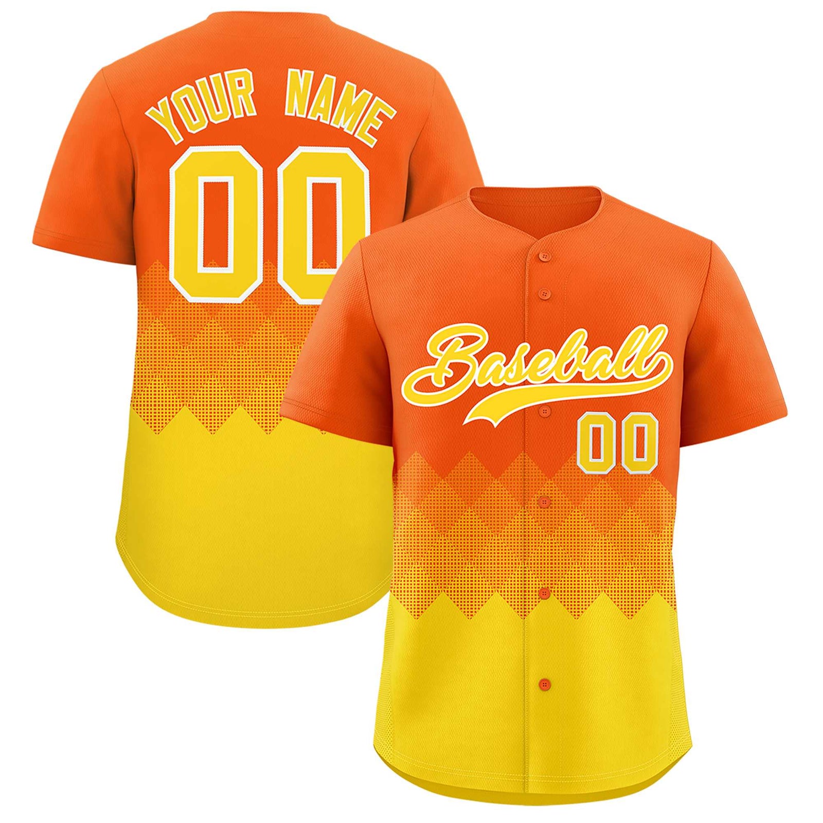 Custom Orange Gold Grid Blur Pattern Authentic Baseball Jersey