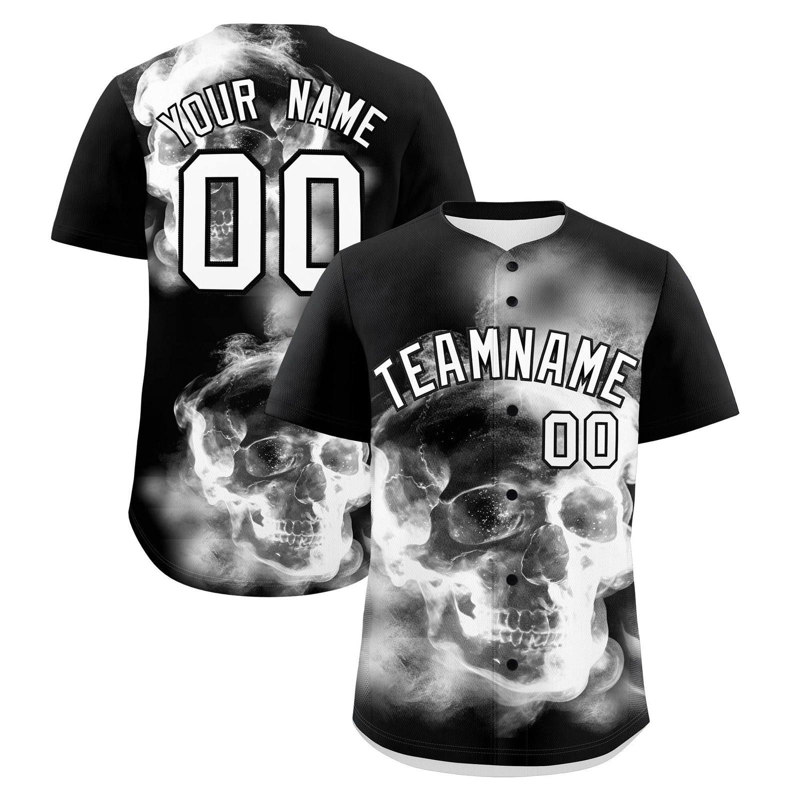 Custom Black White skeleton Graffiti Pattern Lightweight Baseball Jersey| KXKSHOP