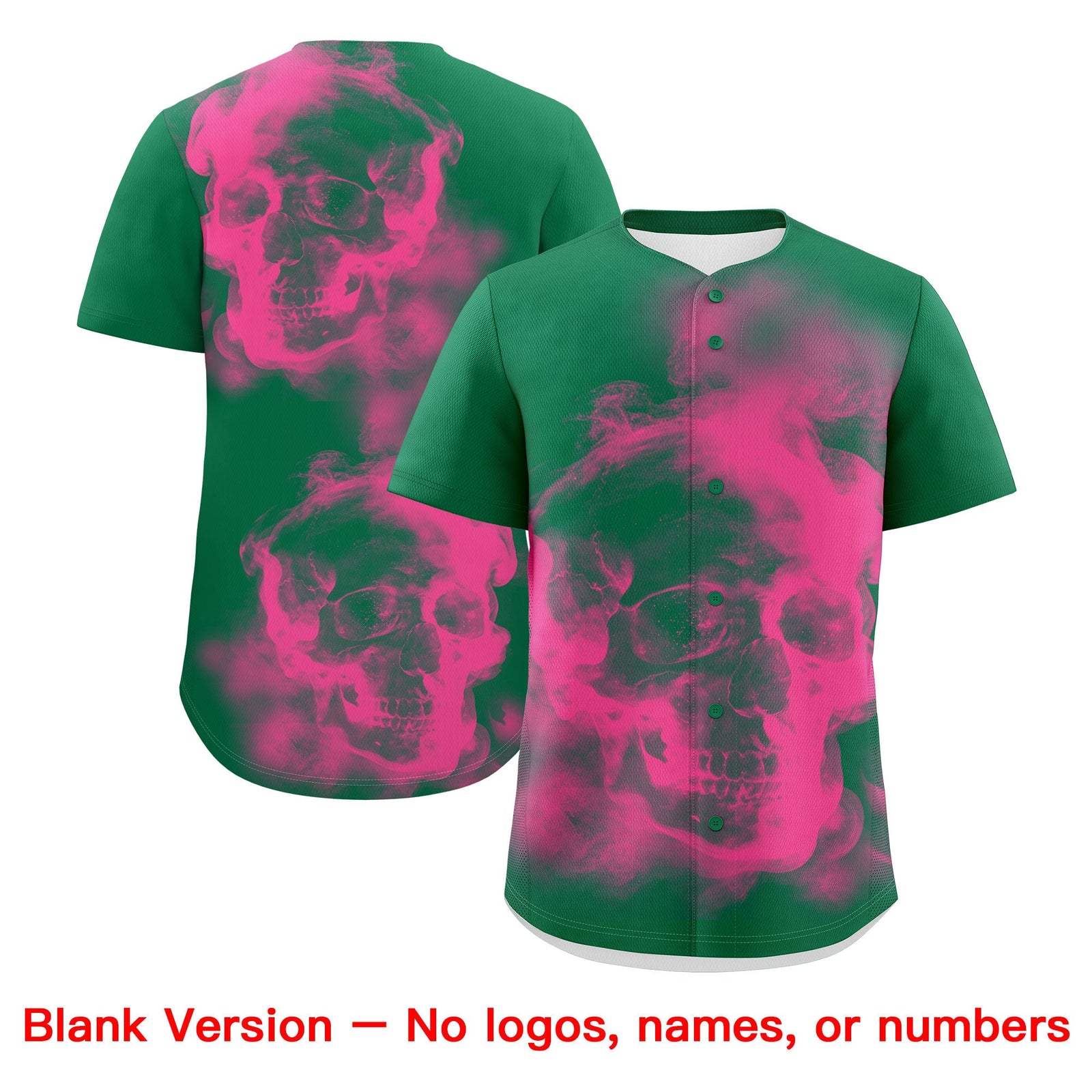 Custom Kelly Green Pink White skeleton Graffiti Pattern Quick Dry Baseball Jersey| KXKSHOP