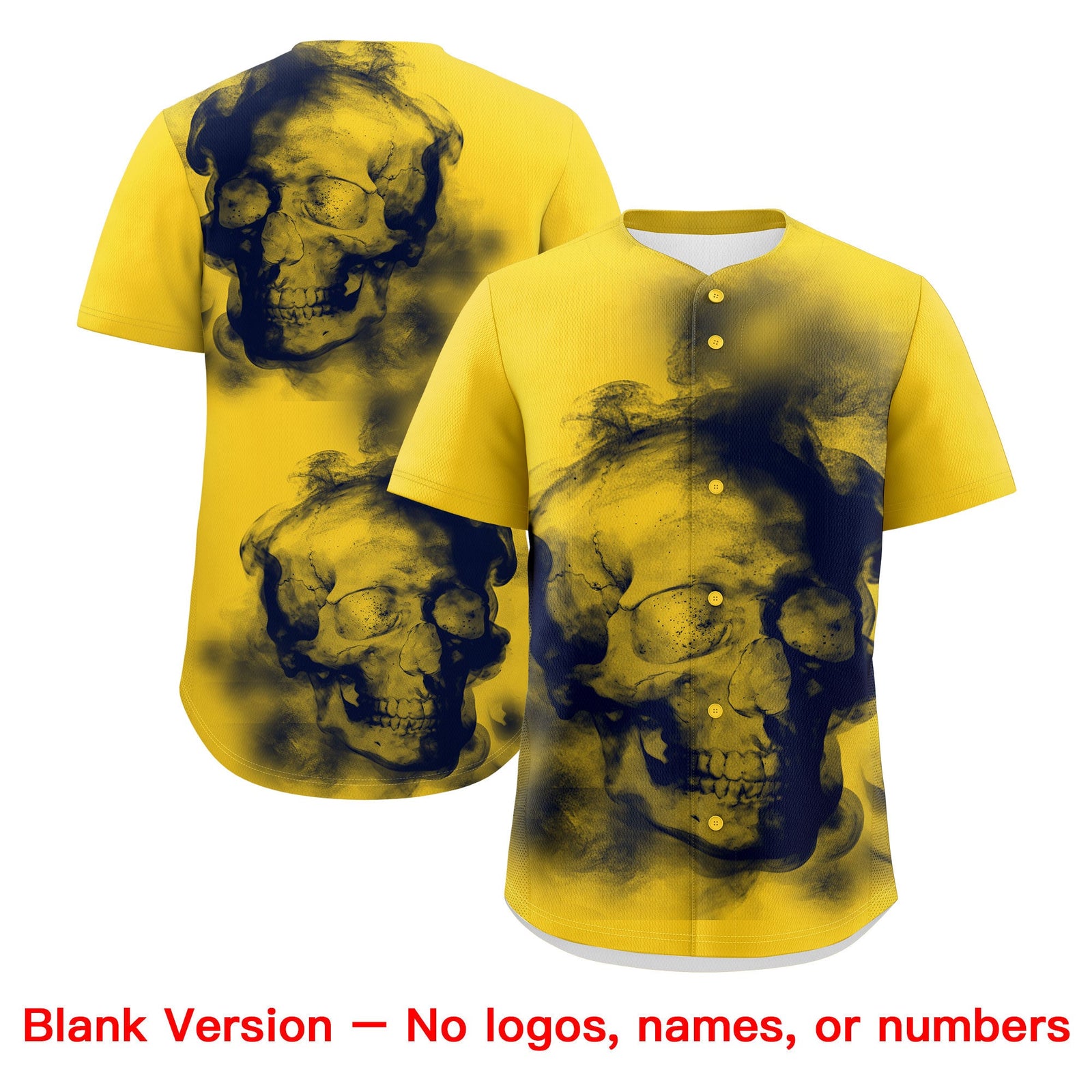 Custom Gold Navy White skeleton Graffiti Pattern Quick Dry Baseball Jersey| KXKSHOP