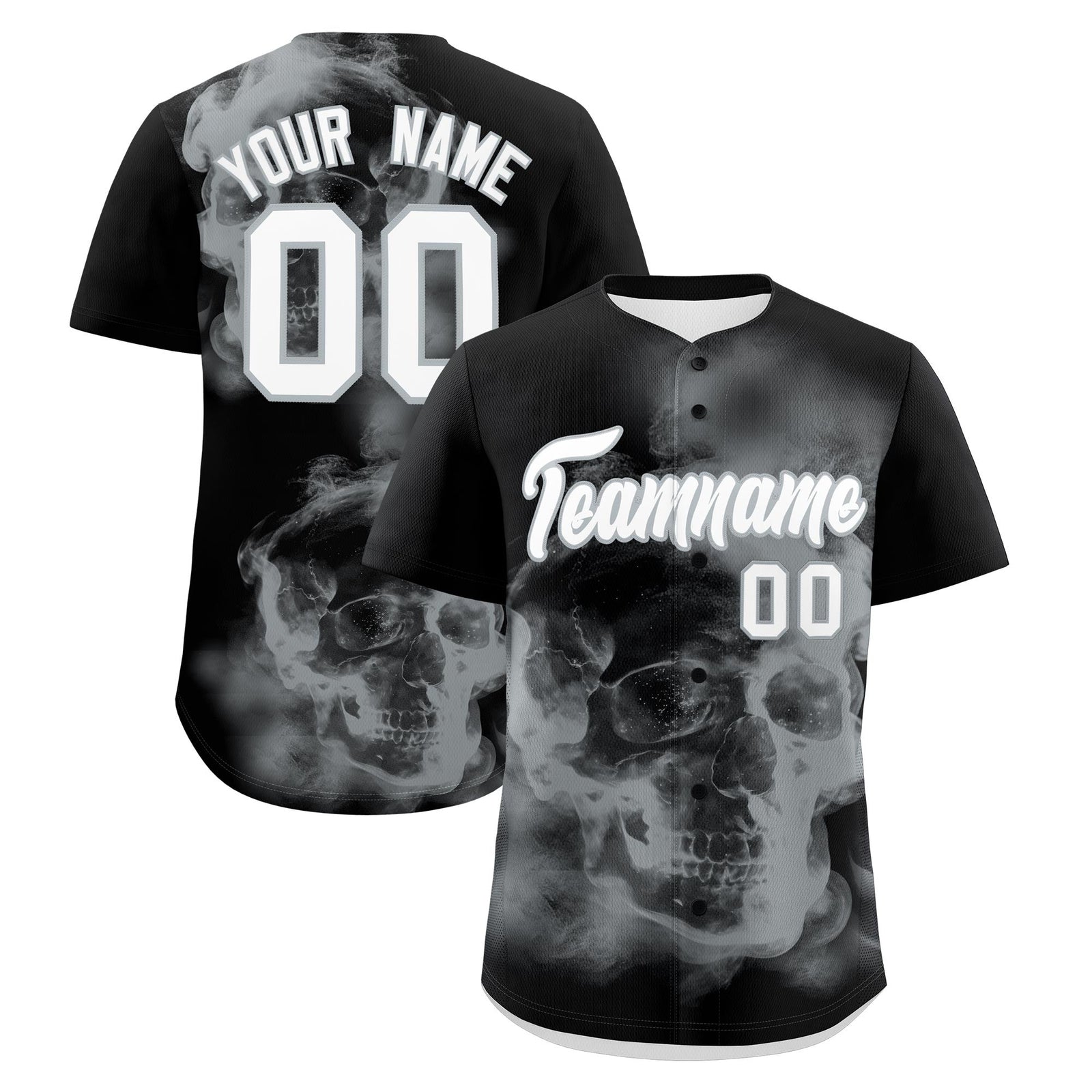 Custom Black Silver White skeleton Graffiti Pattern Lightweight Baseball Jersey| KXKSHOP
