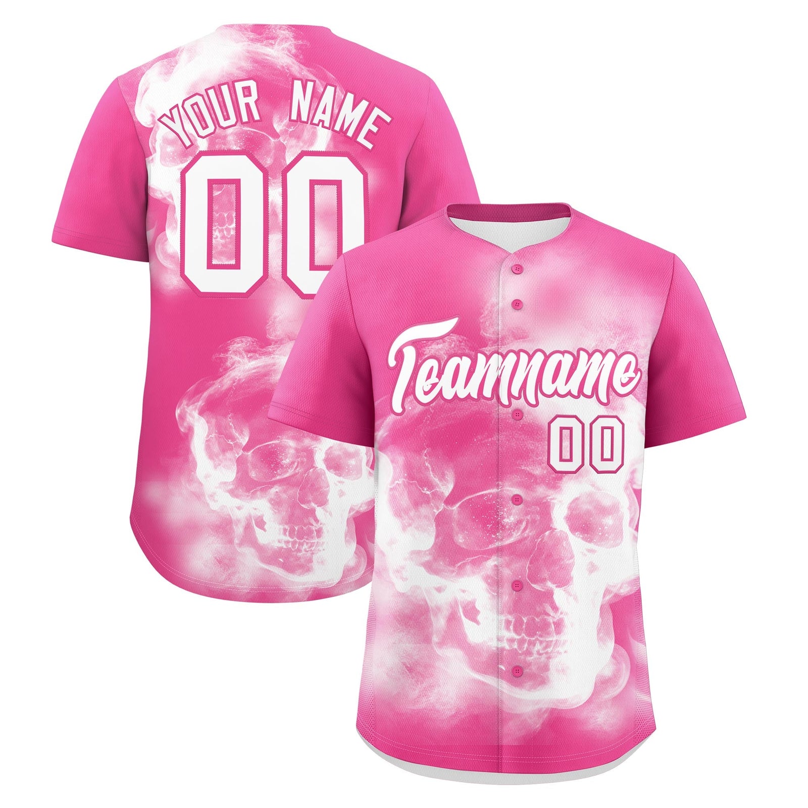 Custom Pink White skeleton Graffiti Pattern Lightweight Baseball Jersey| KXKSHOP