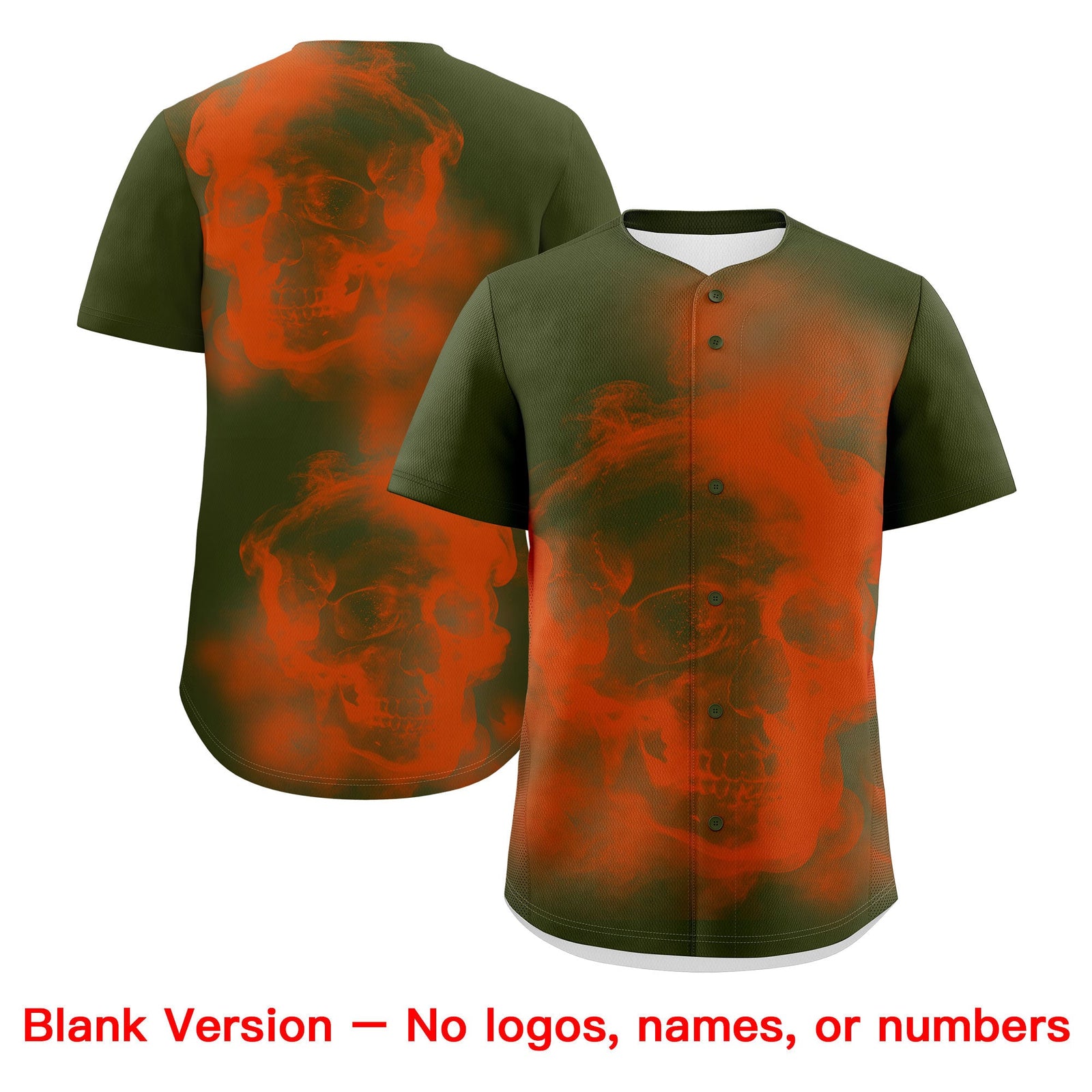 Custom Olive Orange White skeleton Graffiti Pattern Lightweight Baseball Jersey| KXKSHOP