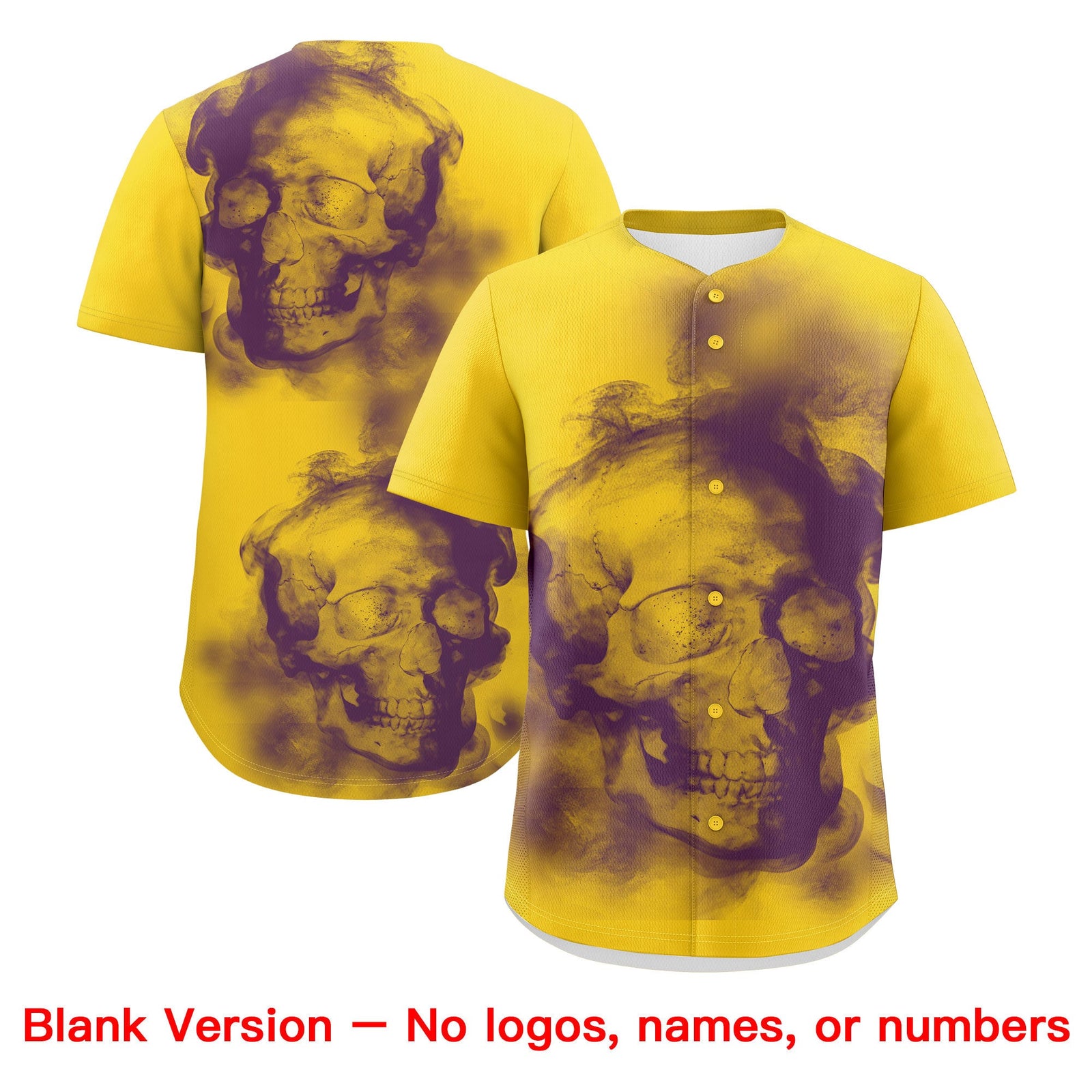 Custom Gold Purple White skeleton Graffiti Pattern Quick Dry Baseball Jersey| KXKSHOP