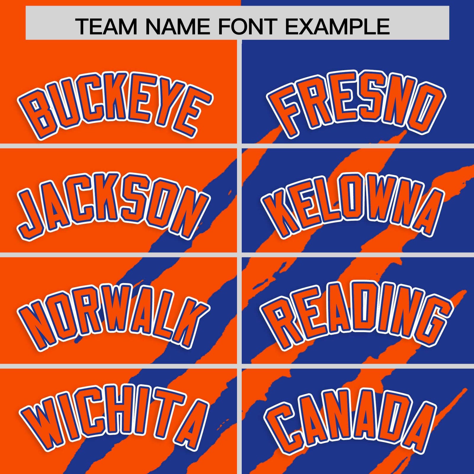 Custom Orange Royal Blue Split Tiger Claw Scratch Pattern Baseball Jersey