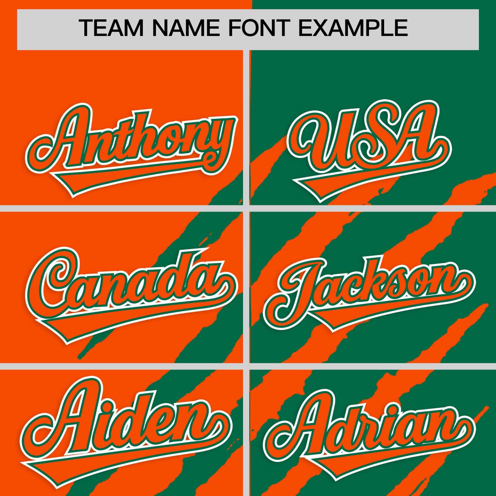 Custom Orange Kelly Green Split Tiger Claw Scratch Pattern Baseball Jersey