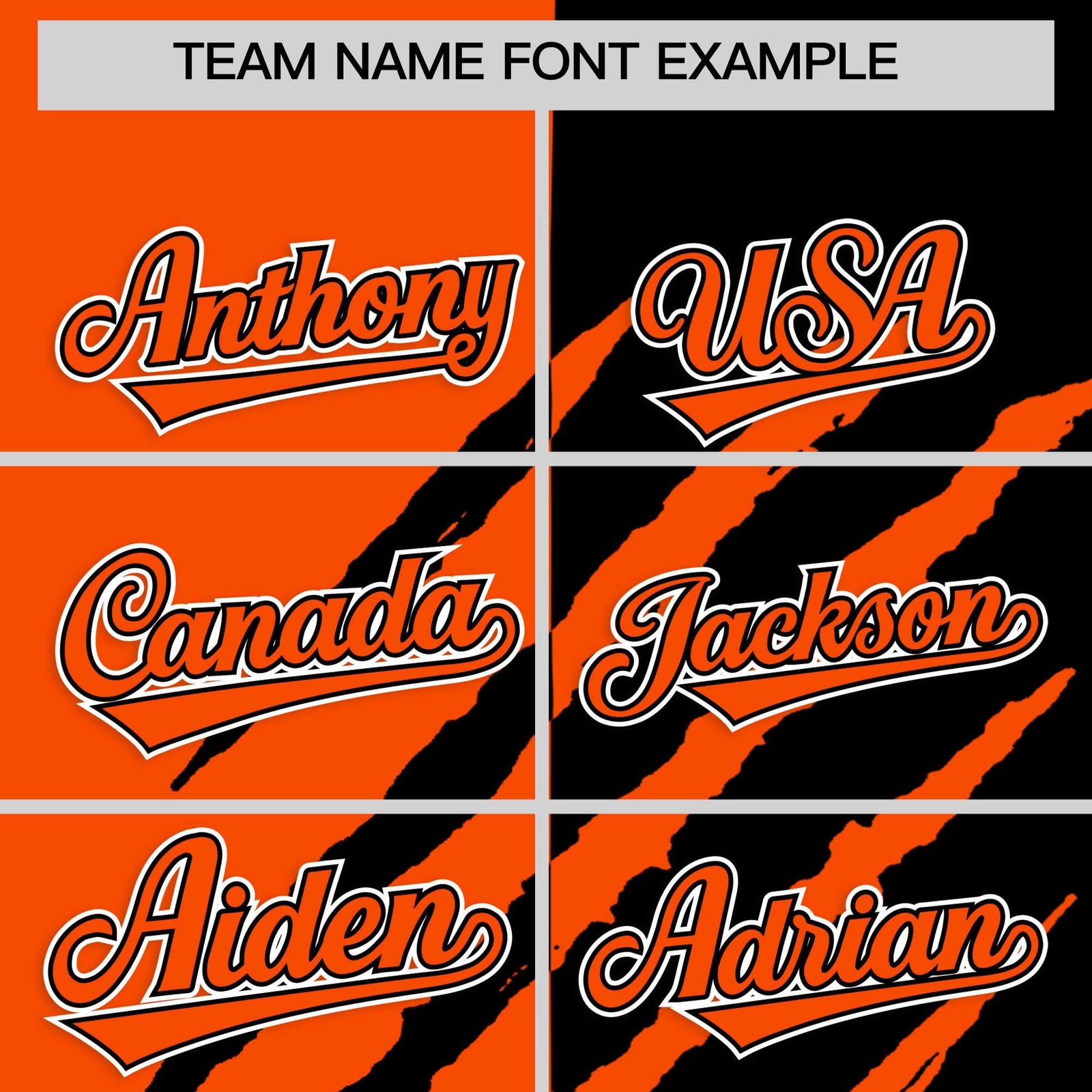 Custom Orange Black Split Tiger Claw Scratch Pattern Baseball Jersey