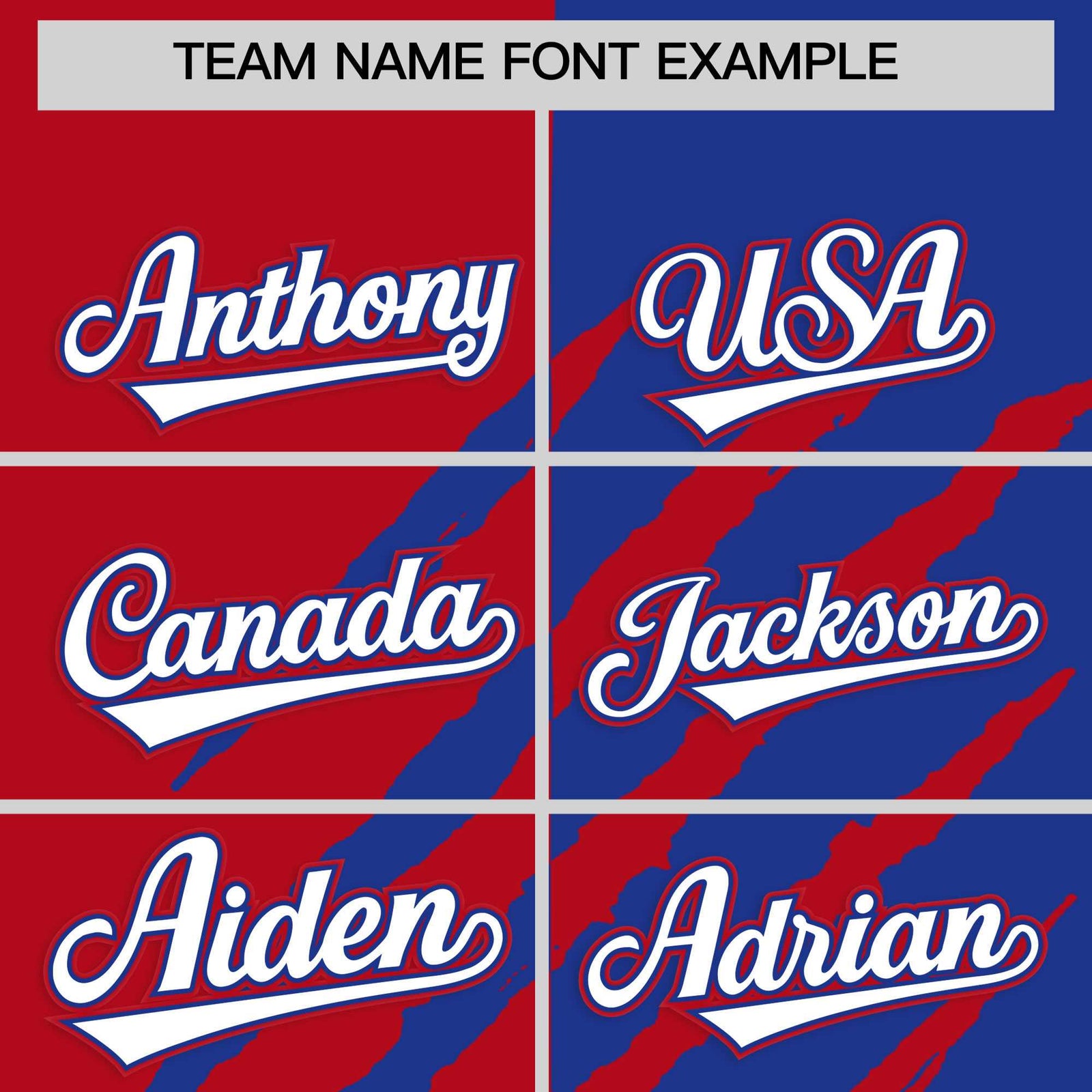 Custom Red Royal Blue Split Tiger Claw Scratch Pattern Baseball Jersey